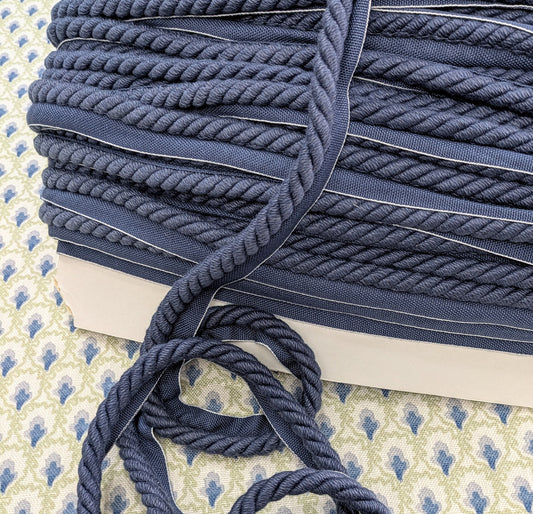 Dark Blue, Flanged Cord Trimming for Soft Furnishings & Upholstery