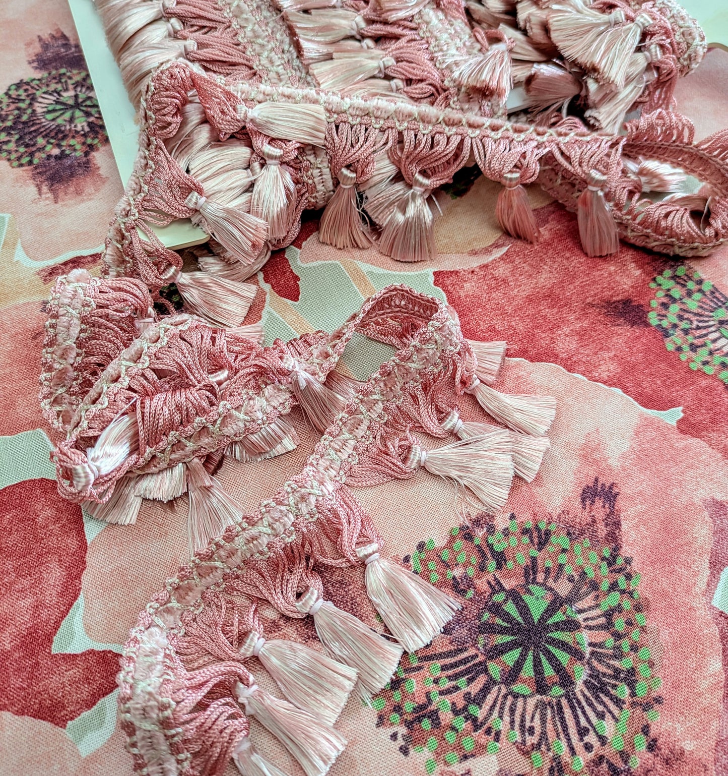 Vintage Pink Tassel Fringe for Soft Furnishings & Upholstery