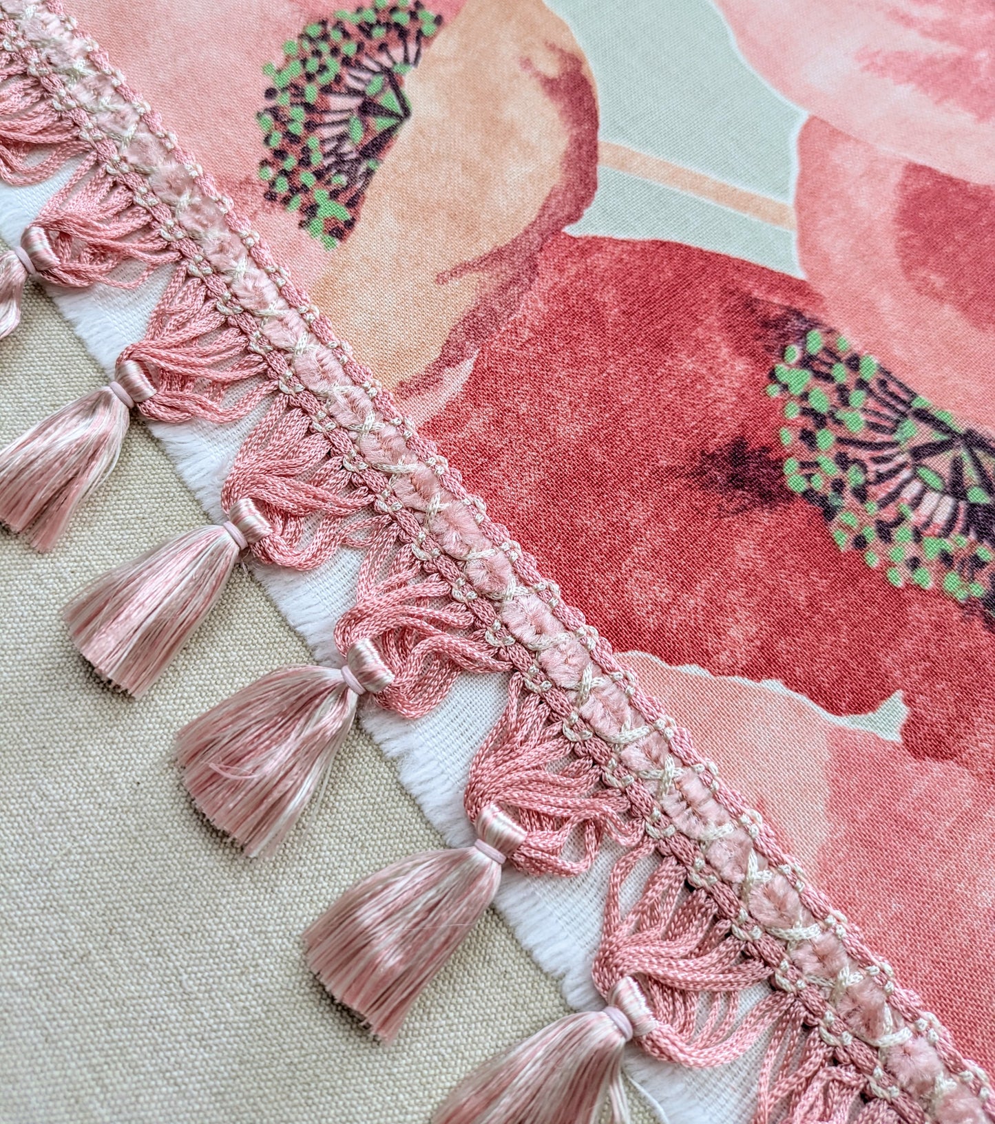 Vintage Pink Tassel Fringe for Soft Furnishings & Upholstery