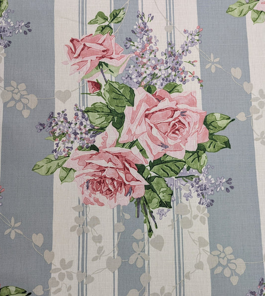Cecile Rose by Sanderson - Duck Egg & Rose Colourway - 1m Remnant