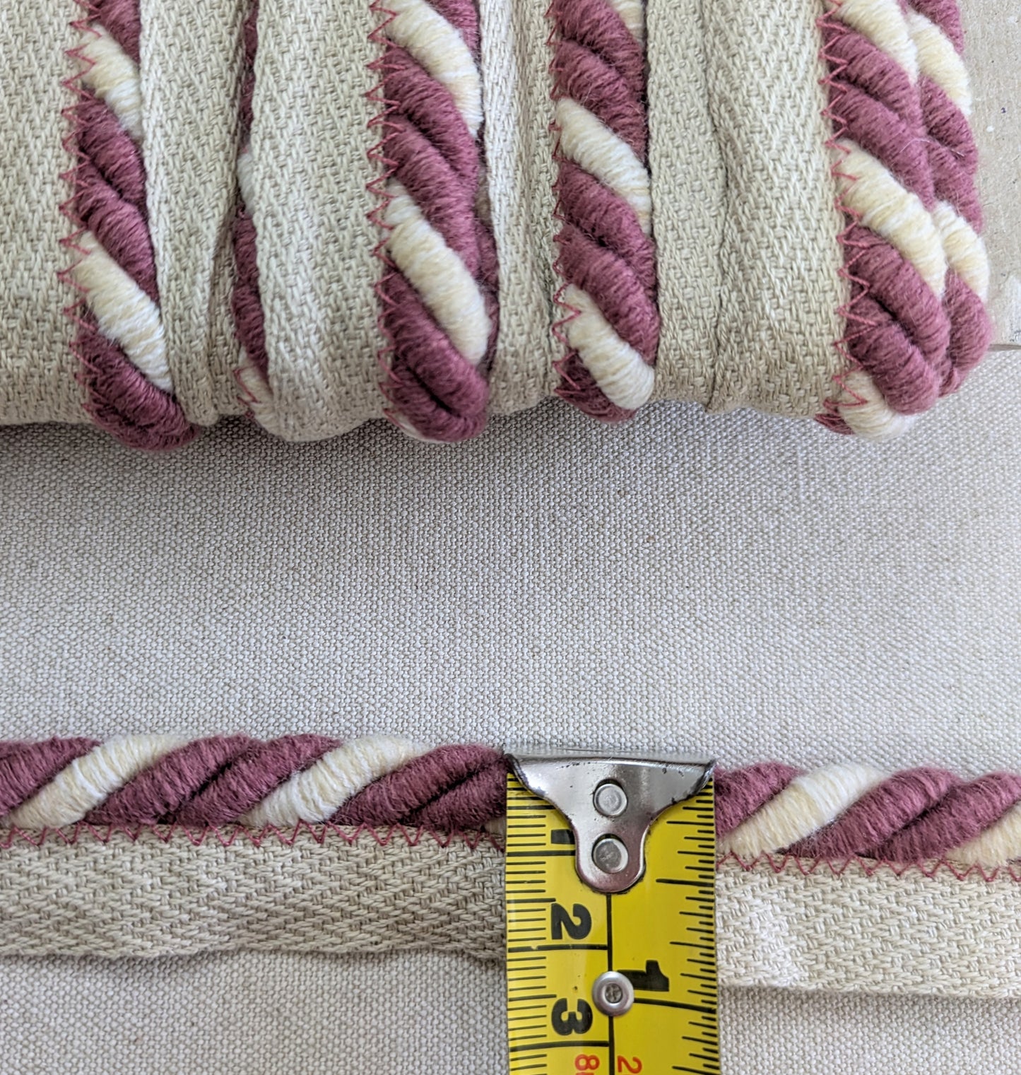 Mulberry & Cream, Flanged Cord Trim for Soft Furnishings & Upholstery