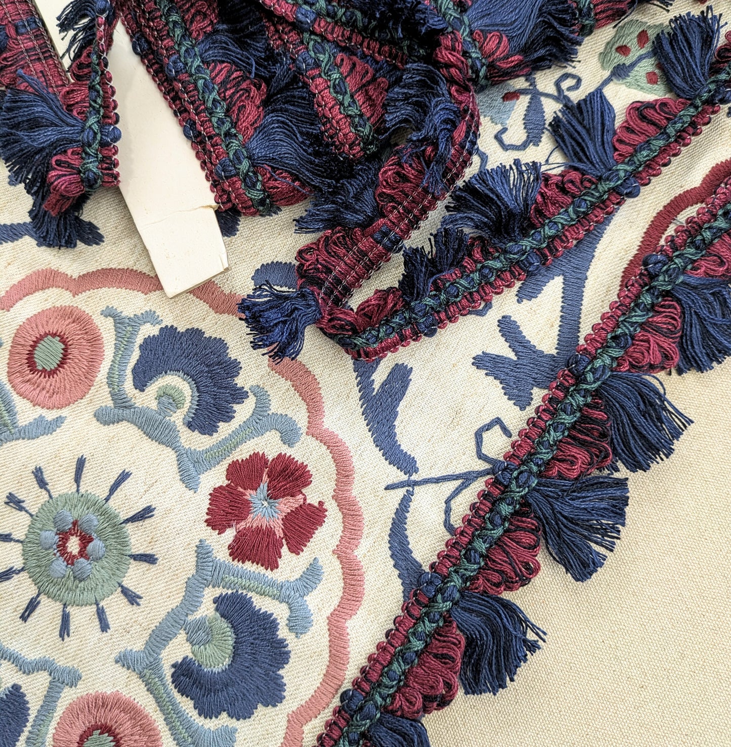 Navy & Aubergine, Fan Edge, Tassel Trimming for Cushions & Furnishings