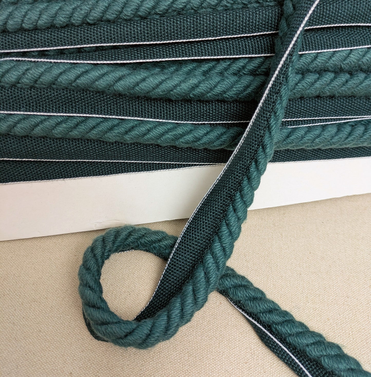 Forest Green, Flanged Cord Trimming for Soft Furnishings & Upholstery