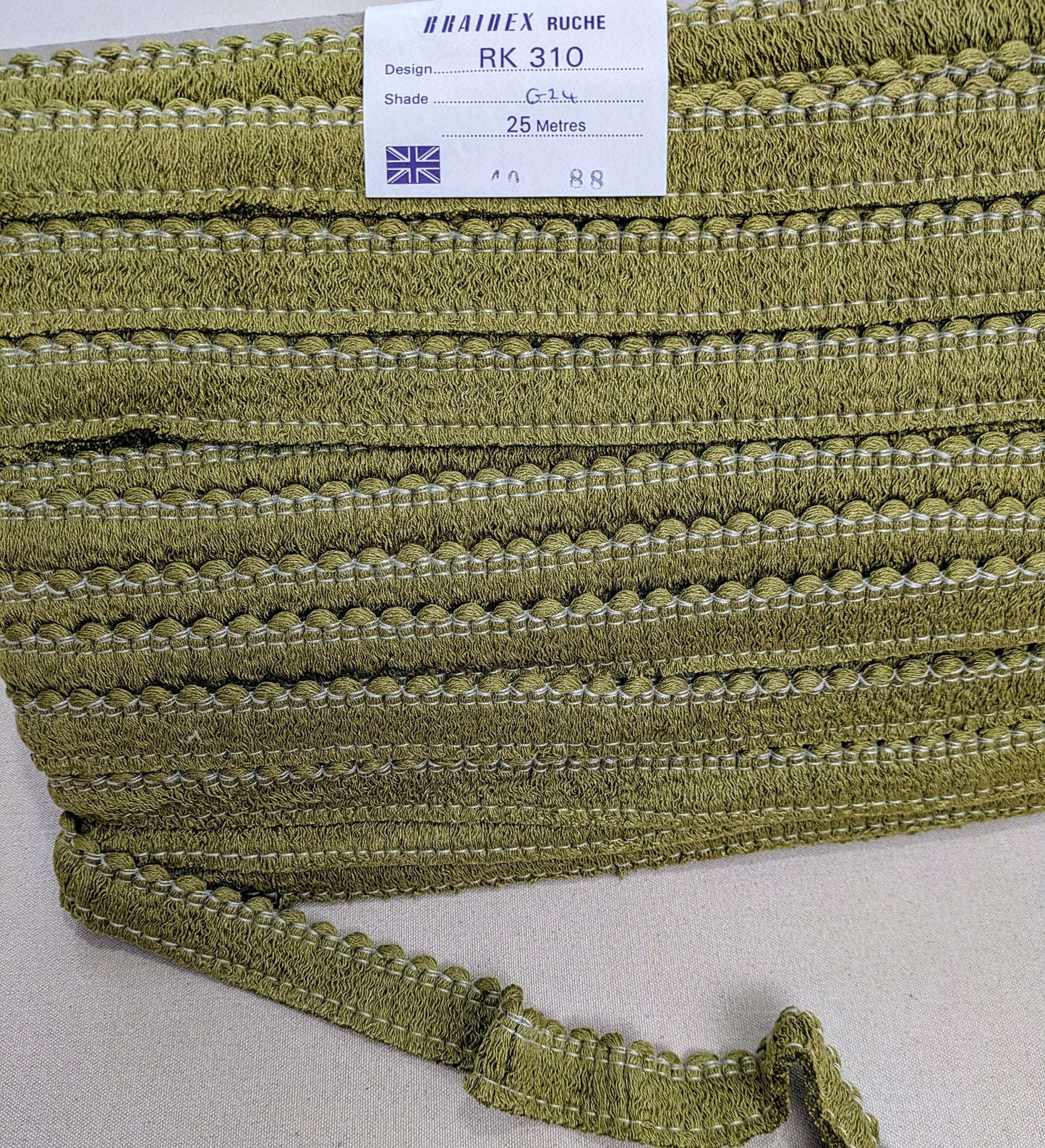 Light Green Ruche Fringe for Cushions, Upholstery & Soft Furnishings
