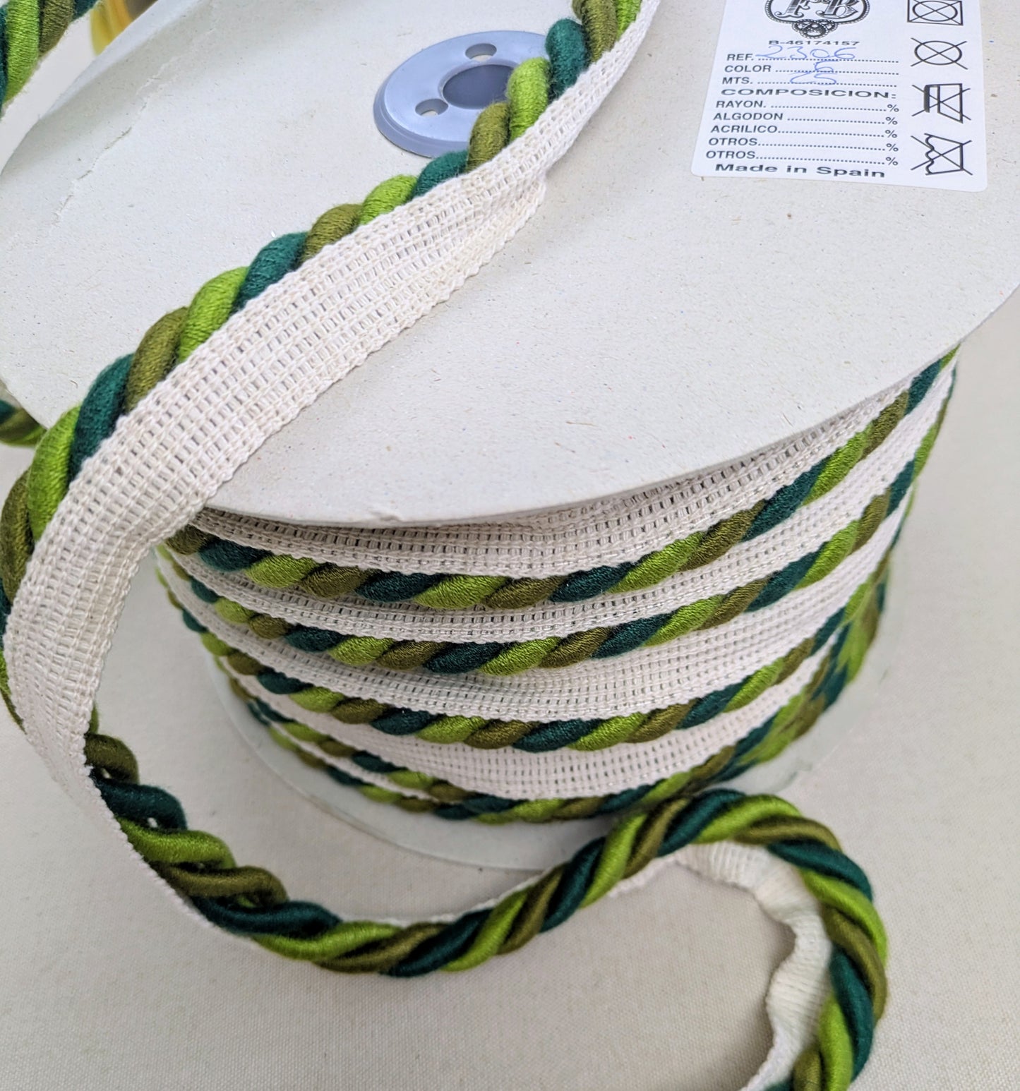 Dark Green, Olive & Lime Colour, twisted cord, flange trim