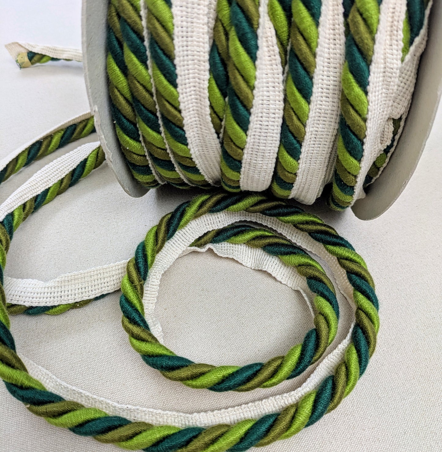 Dark Green, Olive & Lime Colour, twisted cord, flange trim