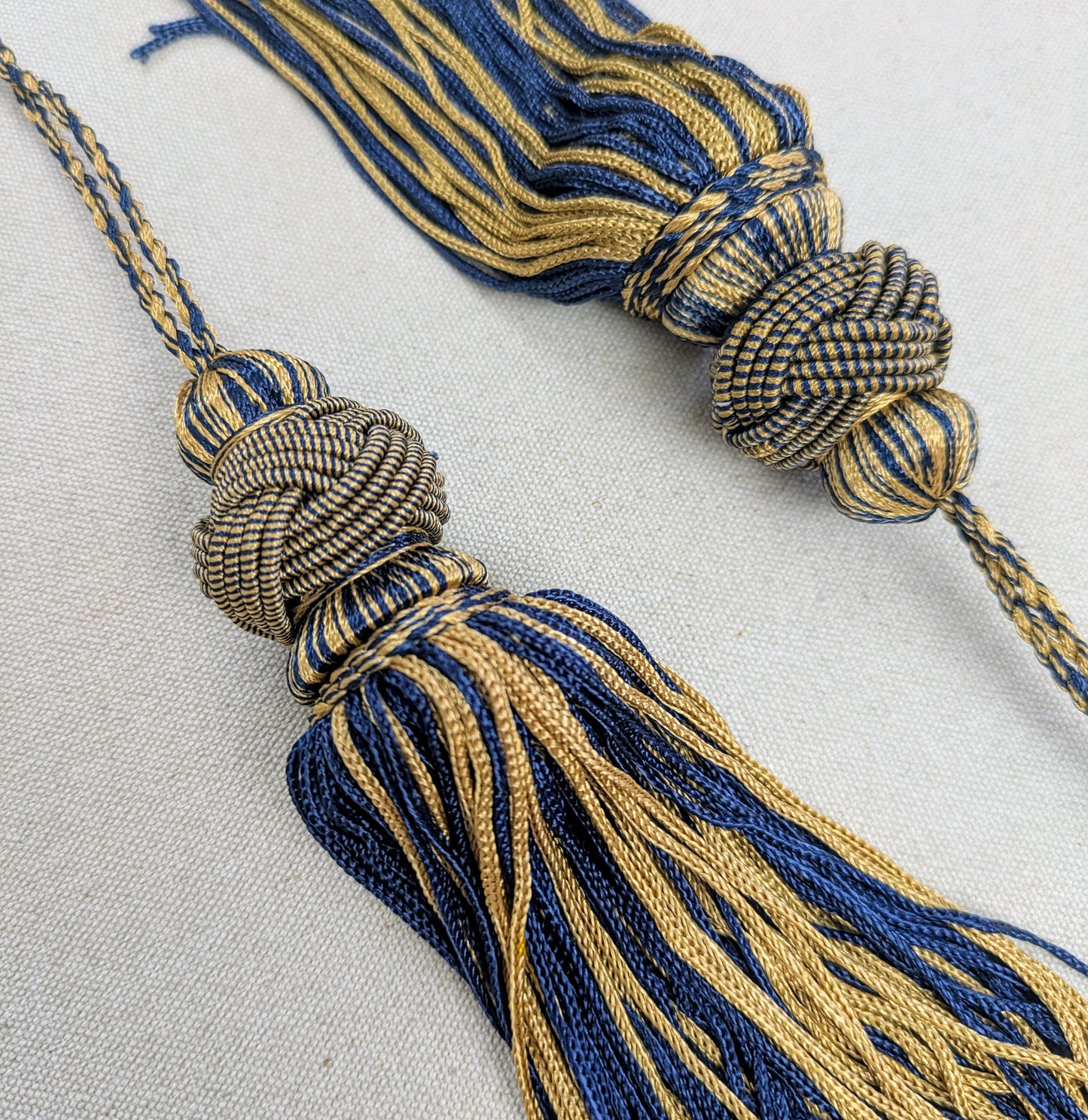 Navy & Gold Turks Head Tassel / Key Tassel / Cushion Tassel