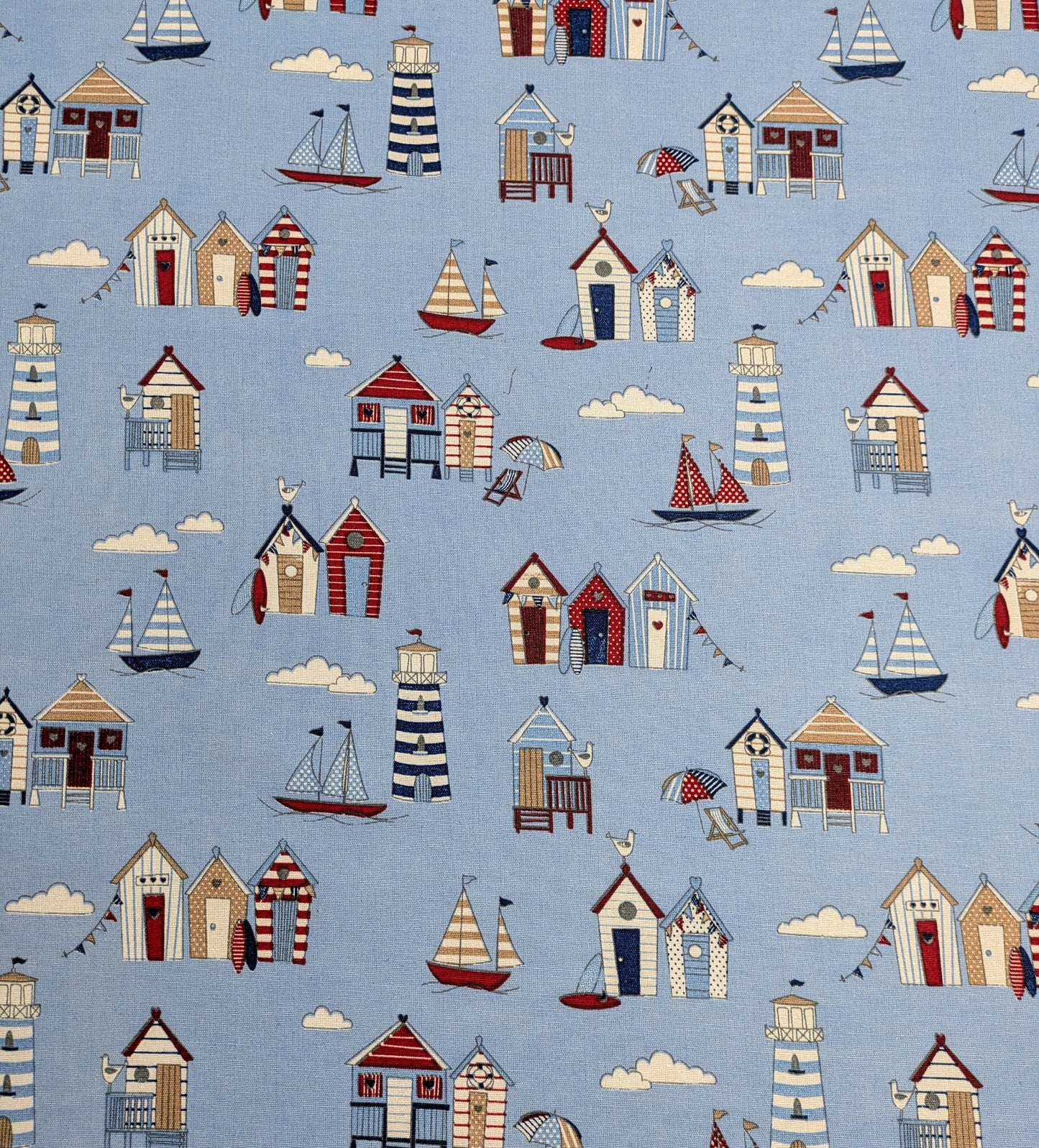 Beach Huts, Cotton Canvas Fabric