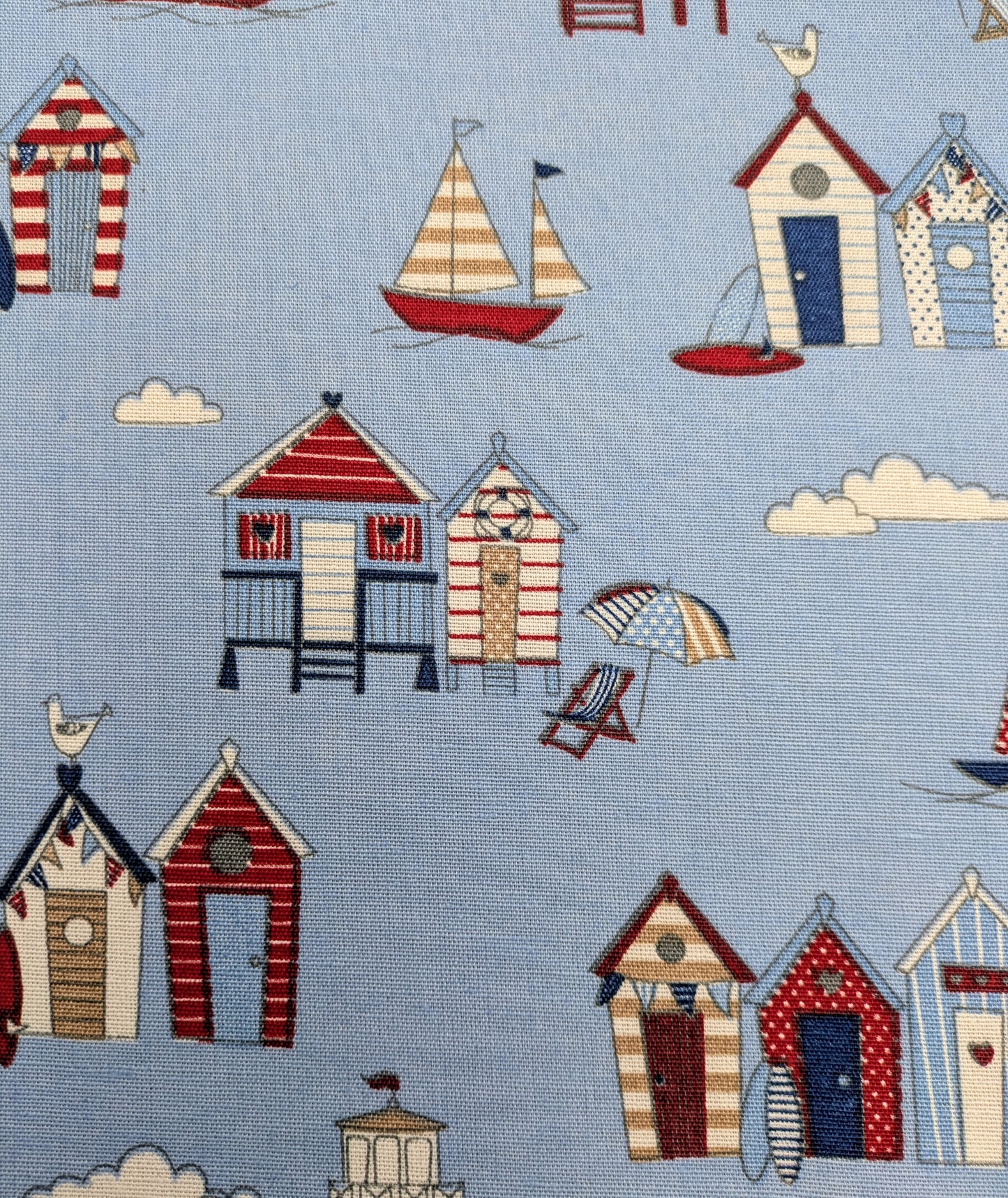 Beach Huts, Cotton Canvas Fabric