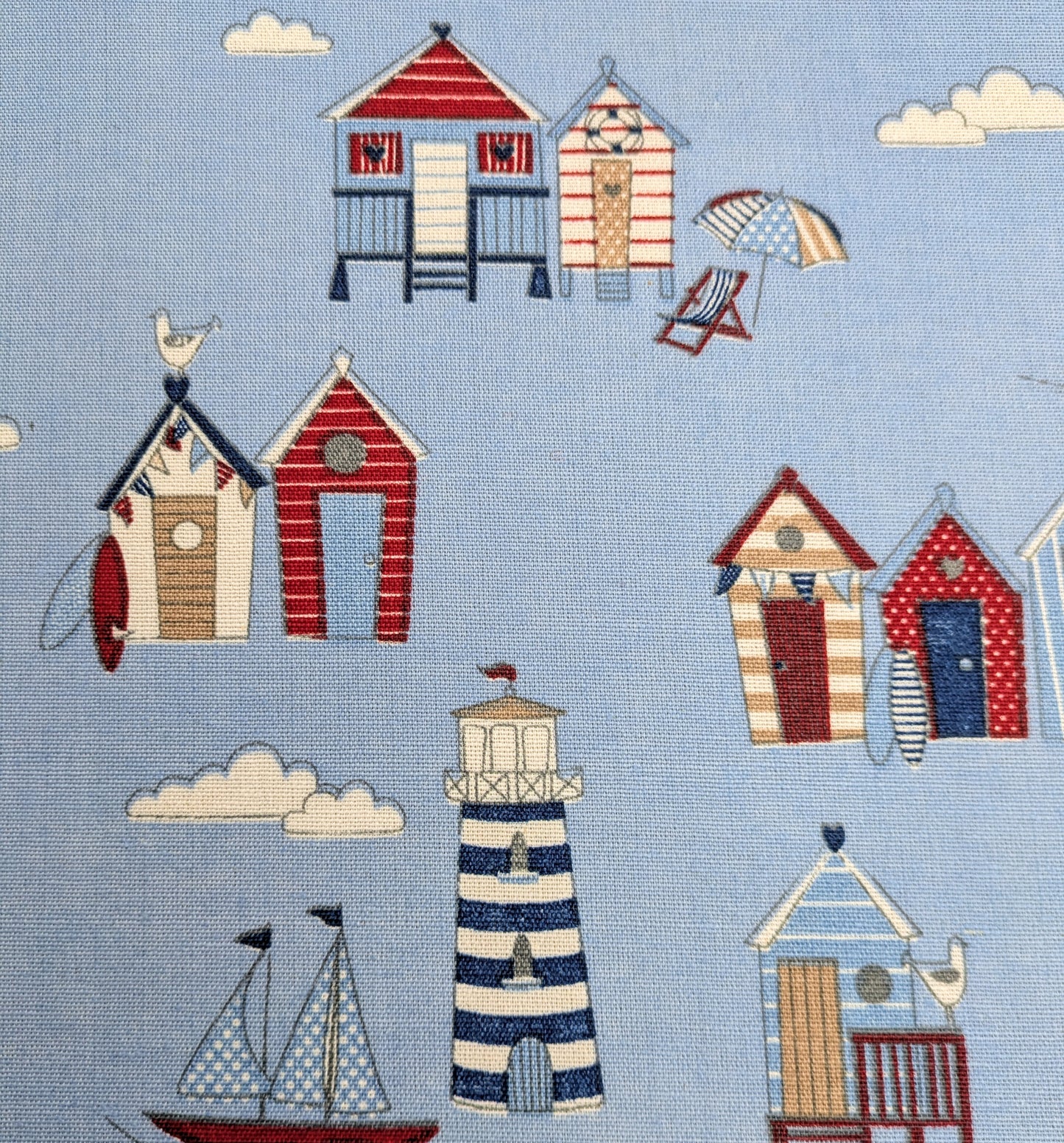 Beach Huts, Cotton Canvas Fabric