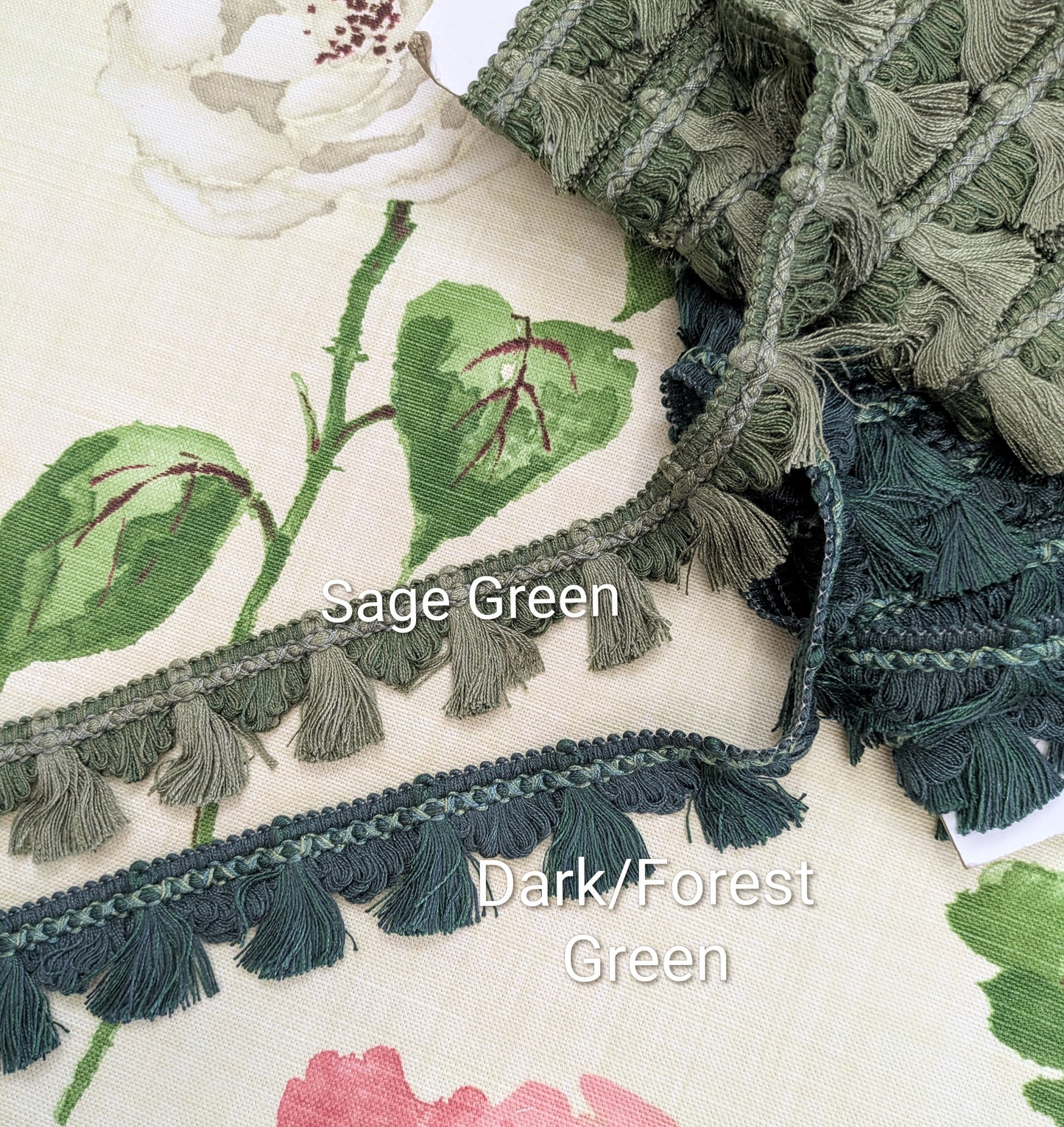 Dark/ Forest Green Fan Edge, Tassel Trimming for Cushions & Furnishings