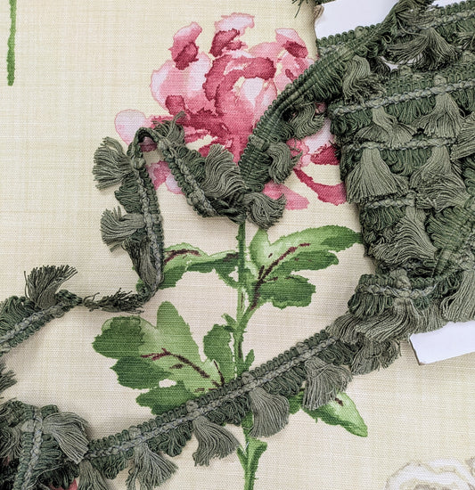 Sage Green Fan Edge, Tassel Trimming for Cushions & Furnishings