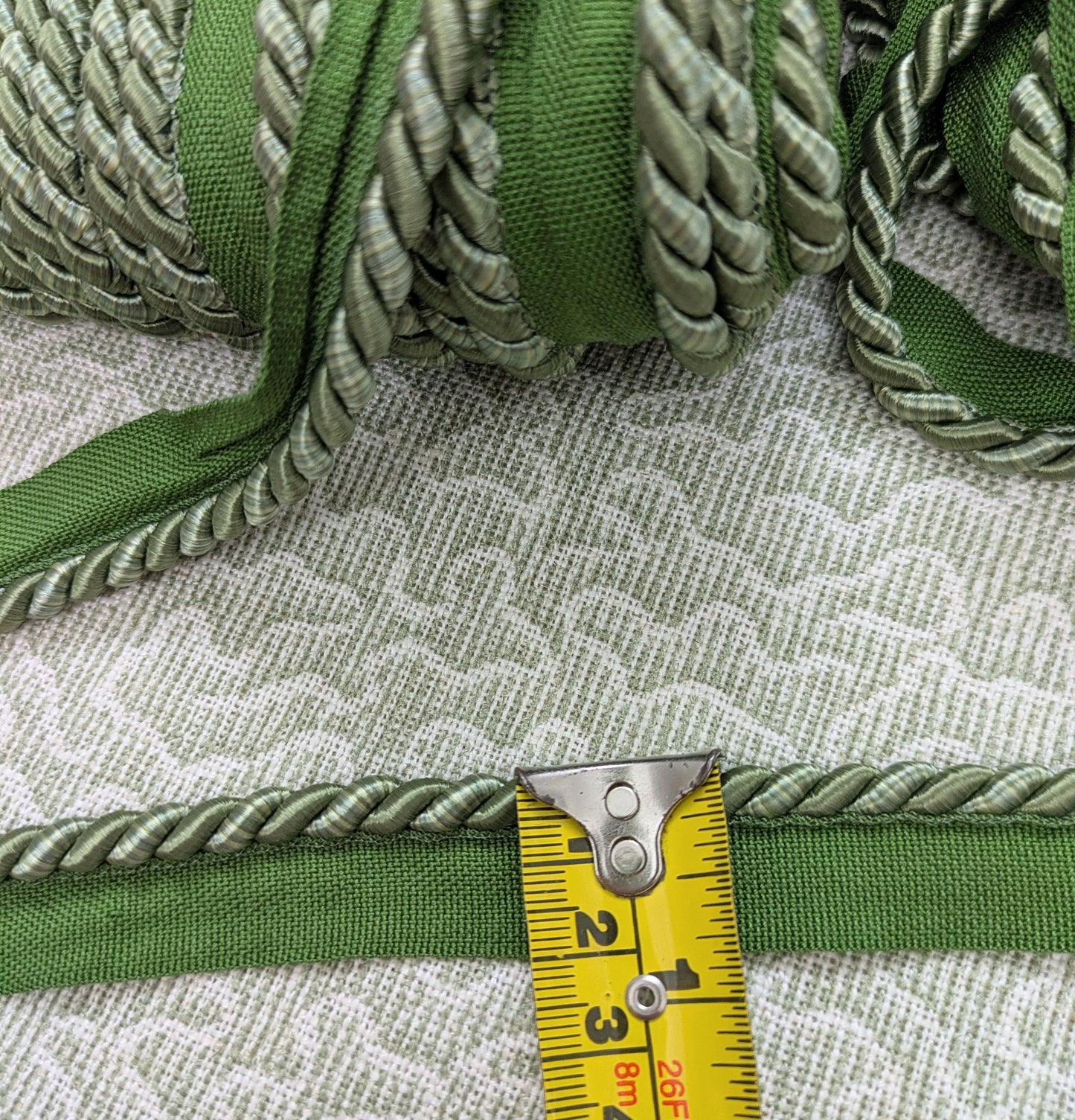 Green Flanged Cord Trim for Soft Furnishings & Upholstery