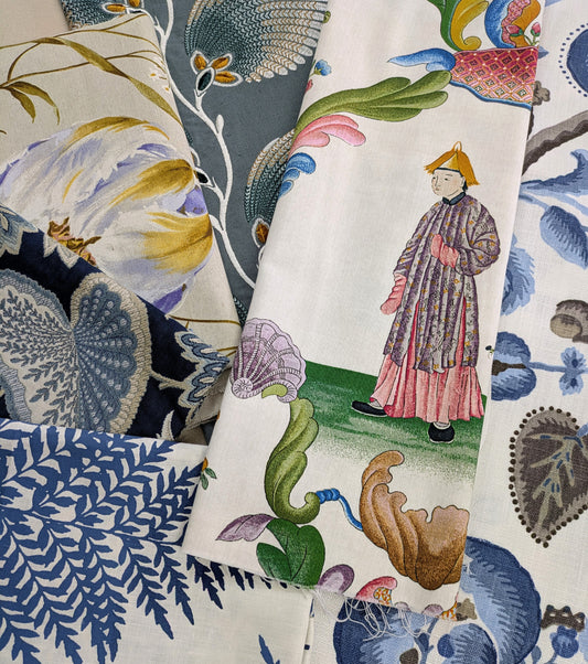 Blue Remnant Bundle - 10 Fabrics ideal for Cushion Making, Crafts etc..
