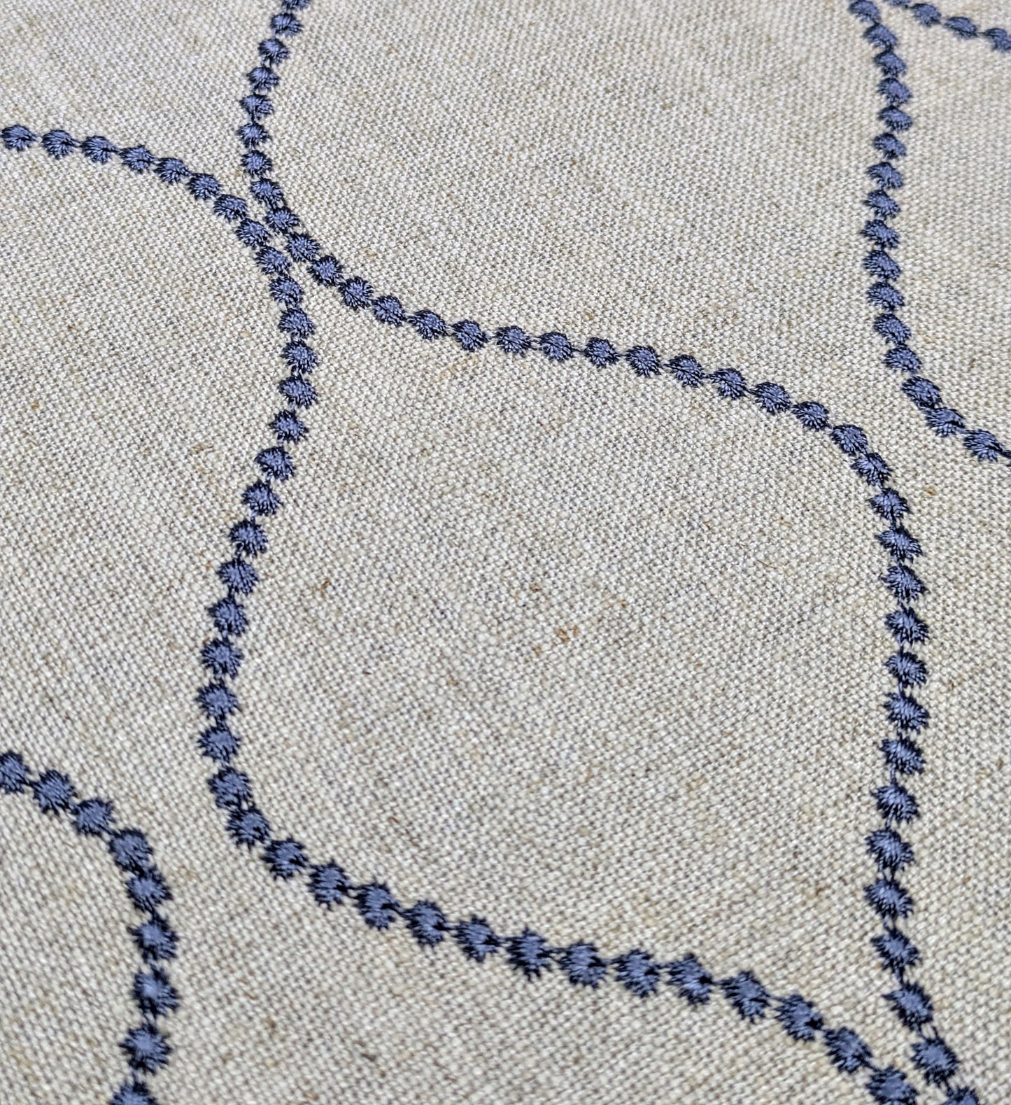 Ellewood Knot by John Lewis - Denim Blue Colourway - Embroidered Fabric - 1.7m Remnant