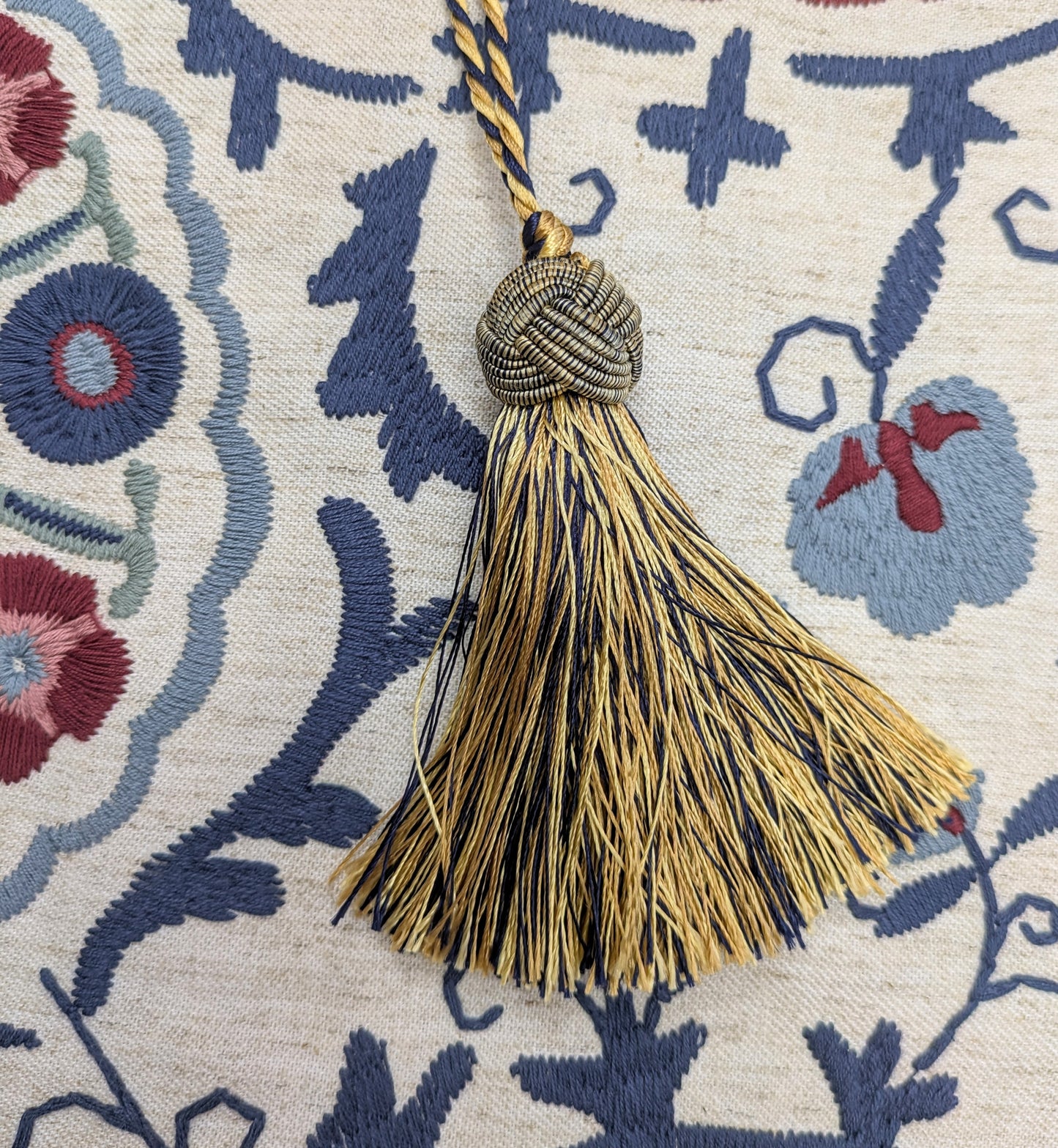 Gold & Navy Turks Head Tassels - Pair