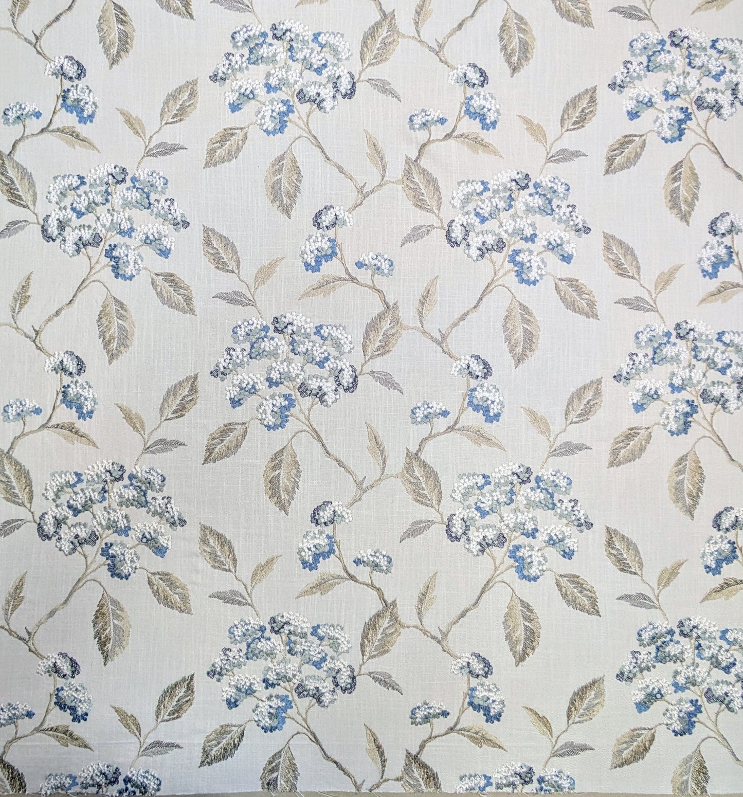 Summerby by Clarke & Clarke - 1.1m Remnant - Embroidered Fabric - Blue