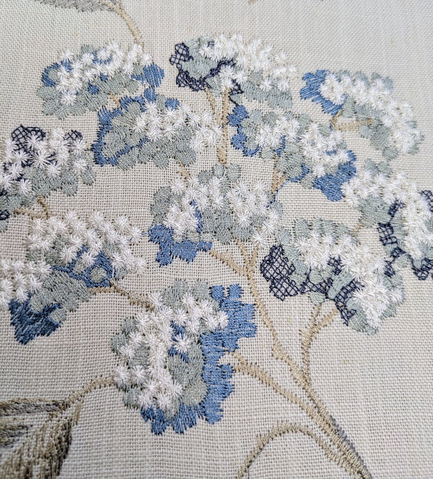 Summerby by Clarke & Clarke - 1.1m Remnant - Embroidered Fabric - Blue