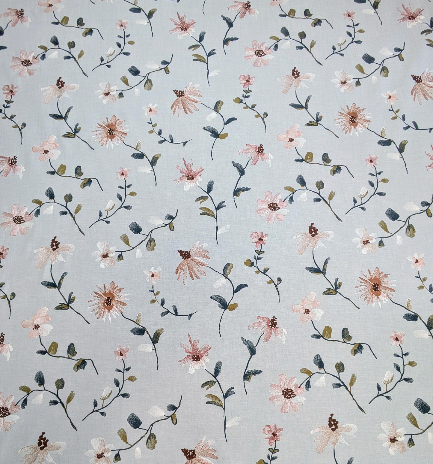 Isabelle by John Lewis - Embroidered Fabric - 1.8m Remnant - Ice Blue Colour