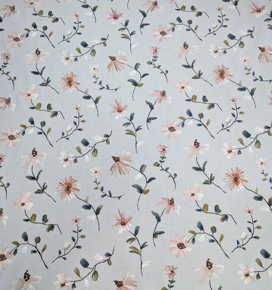 Isabelle by John Lewis - Embroidered Fabric - 1.8m Remnant - Ice Blue Colour