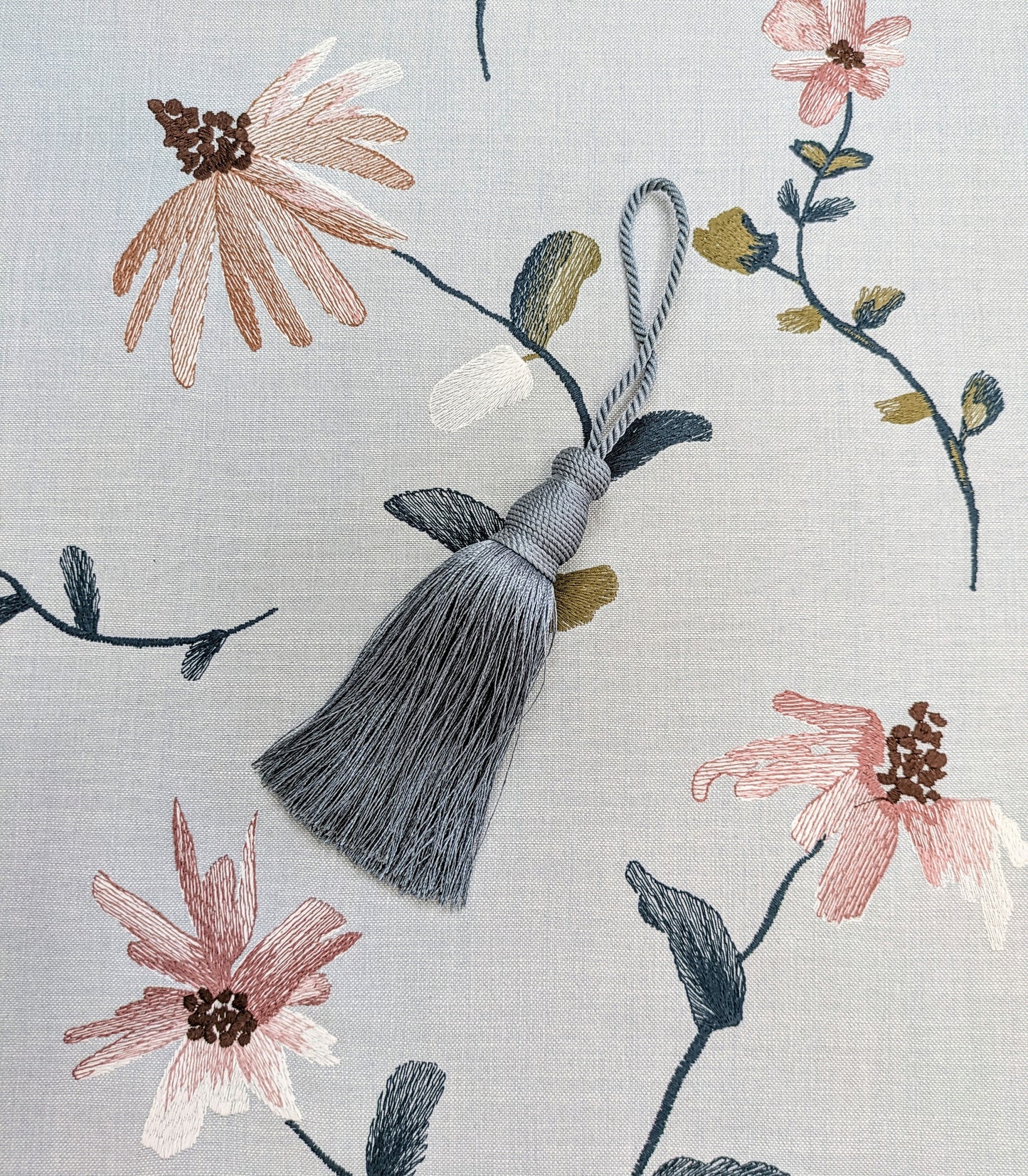 Isabelle by John Lewis - Embroidered Fabric - 1.8m Remnant - Ice Blue Colour