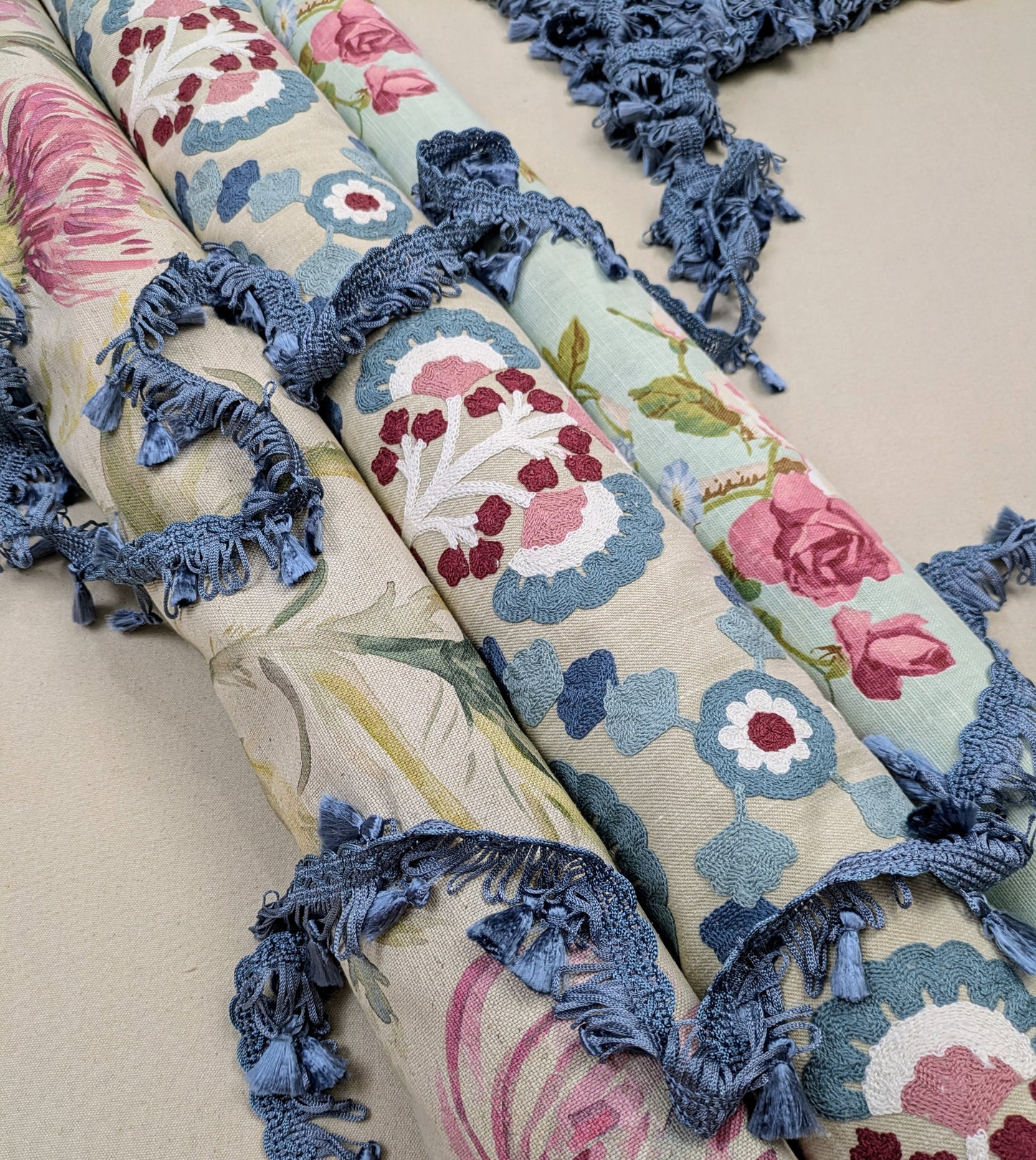 Vintage Blue Tassel Fringe for Soft Furnishings & Upholstery