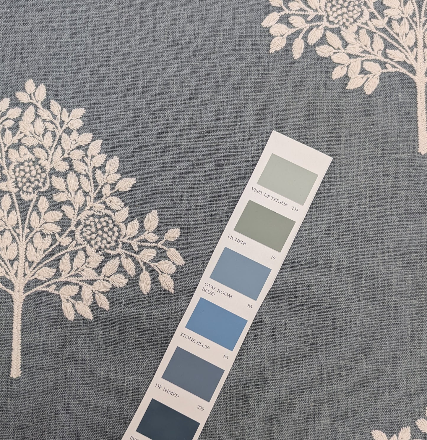 Marigold Tree by William Morris at Home - Woad Colour - 1.2m Remnant - Embroidered Fabric
