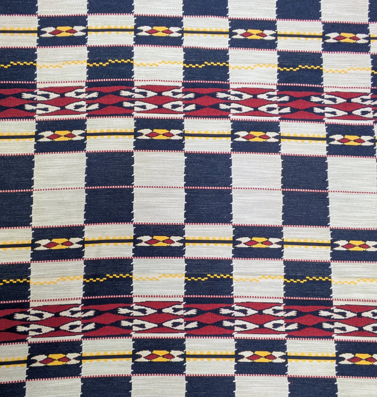 Chubby Check by Kit Kemp for Christopher Farr Cloth - Indigo Colour -2.35m Remnant (Not full width)