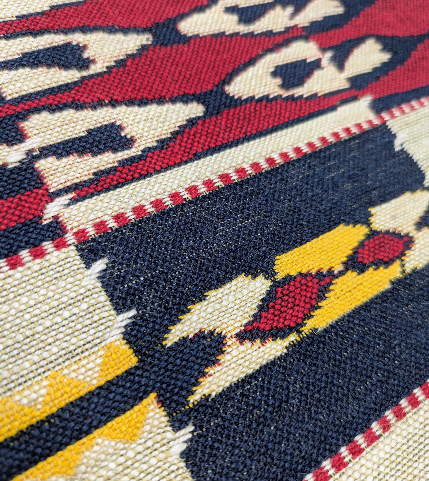 Chubby Check by Kit Kemp for Christopher Farr Cloth - Indigo Colour -2.35m Remnant (Not full width)