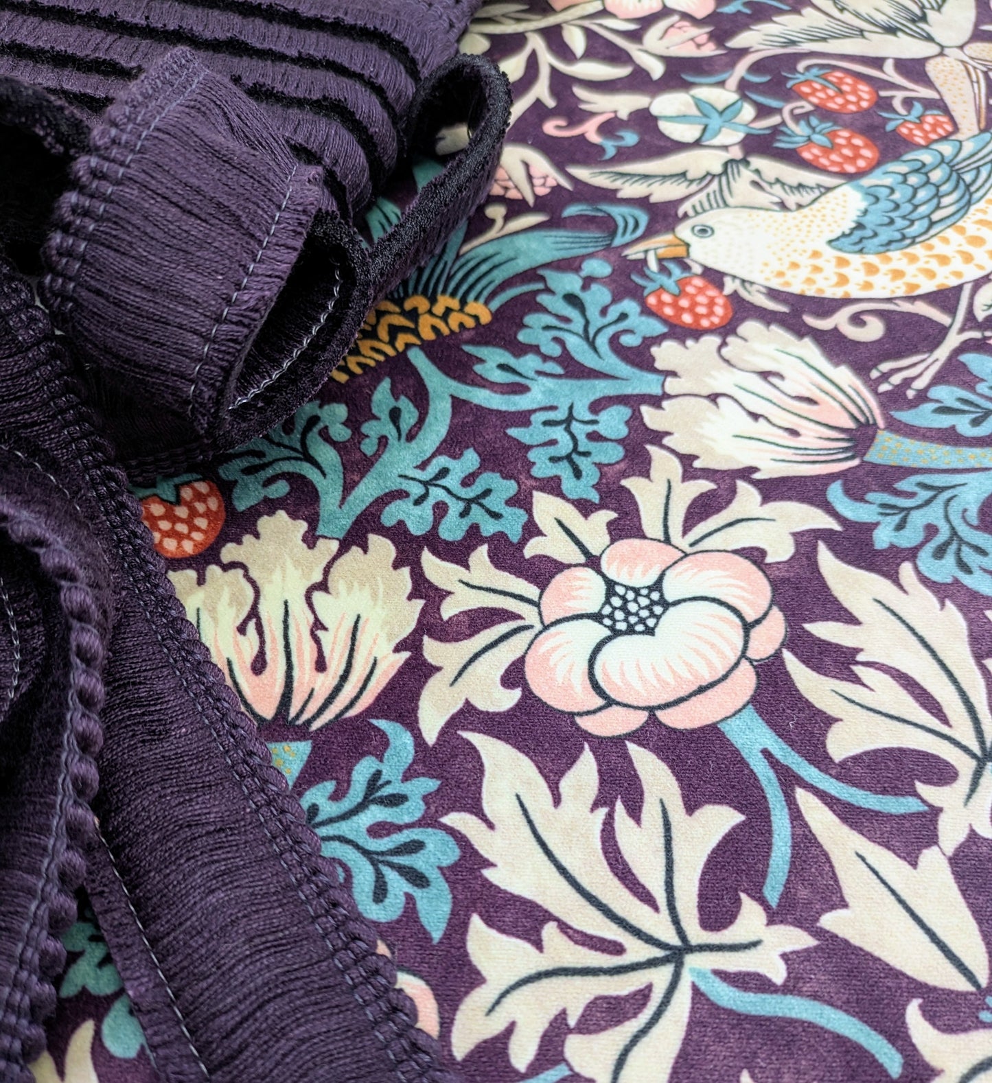 Strawberry Thief by Morris & Co - Velvet Cushion Cover Panels for DIY Cushion Makers