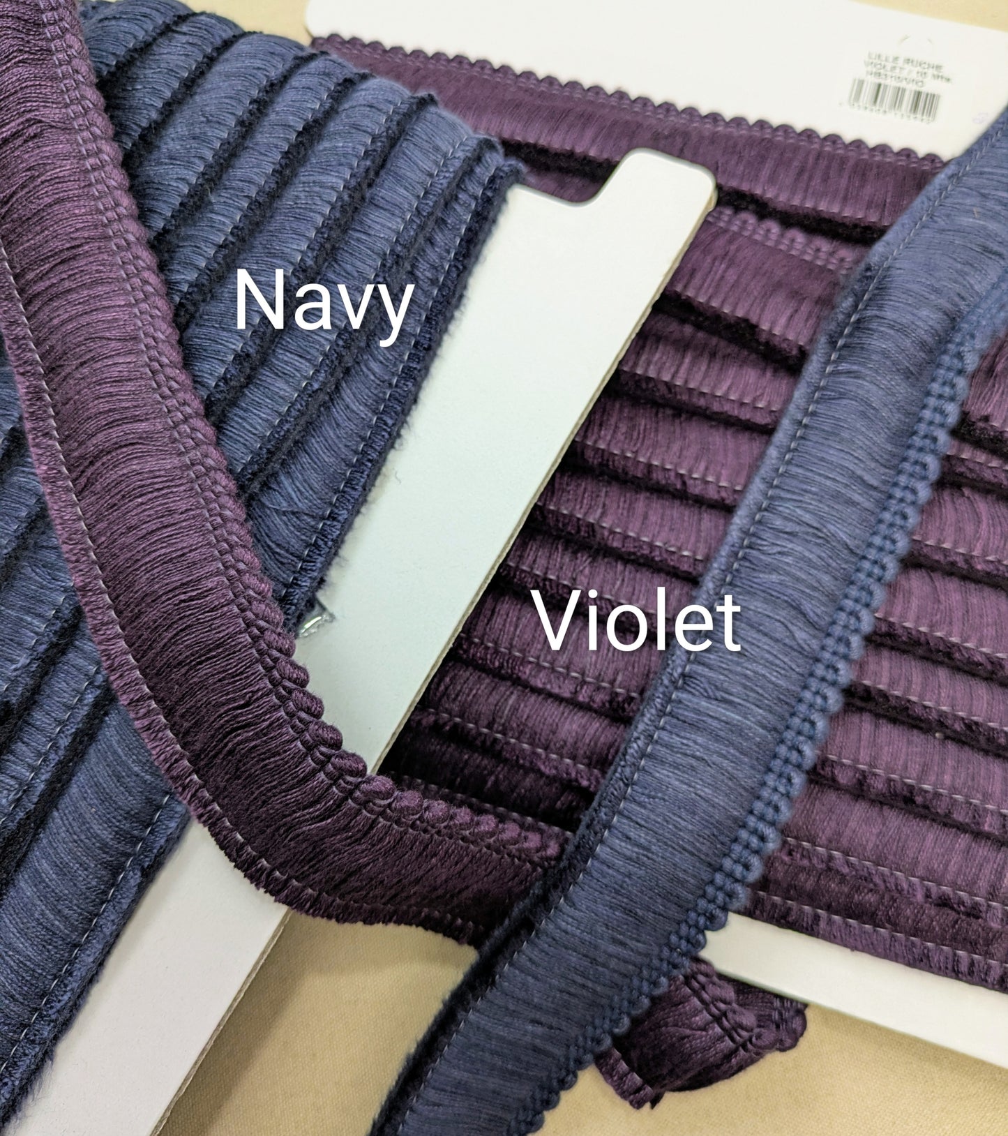 Navy Colour Ruche Fringe for Cushions, Upholstery & Soft Furnishings