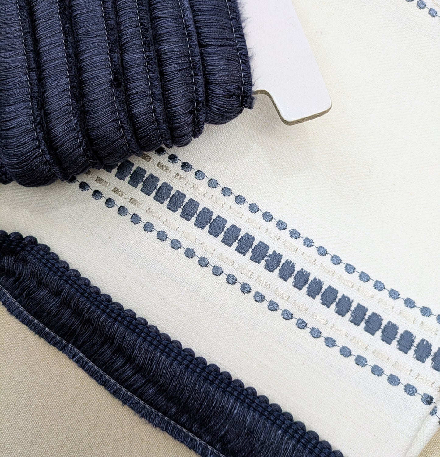 Navy Colour Ruche Fringe for Cushions, Upholstery & Soft Furnishings