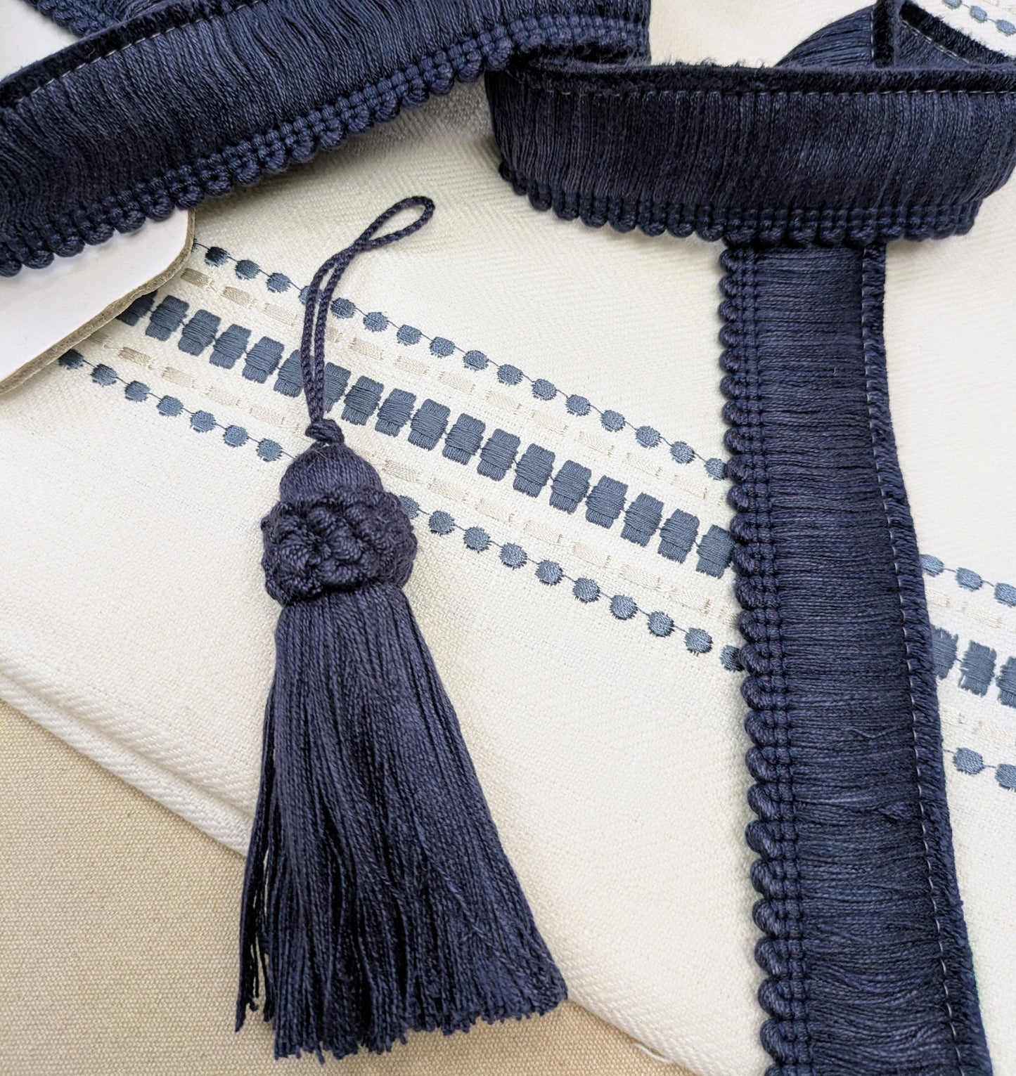 Navy Colour Ruche Fringe for Cushions, Upholstery & Soft Furnishings