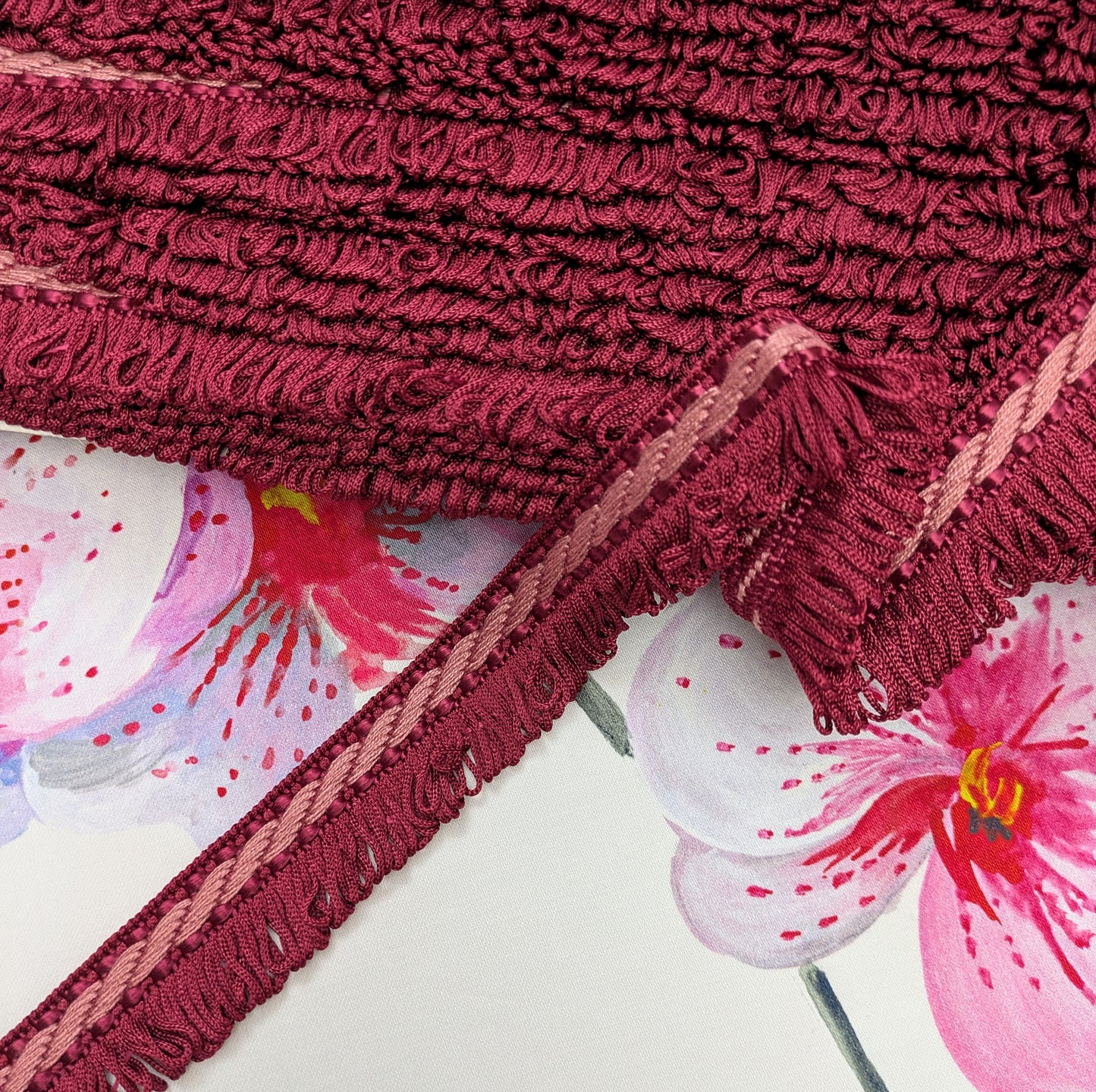 Wine Colour Looped Fringe for Soft Furnishings, Upholstery & Lampshades