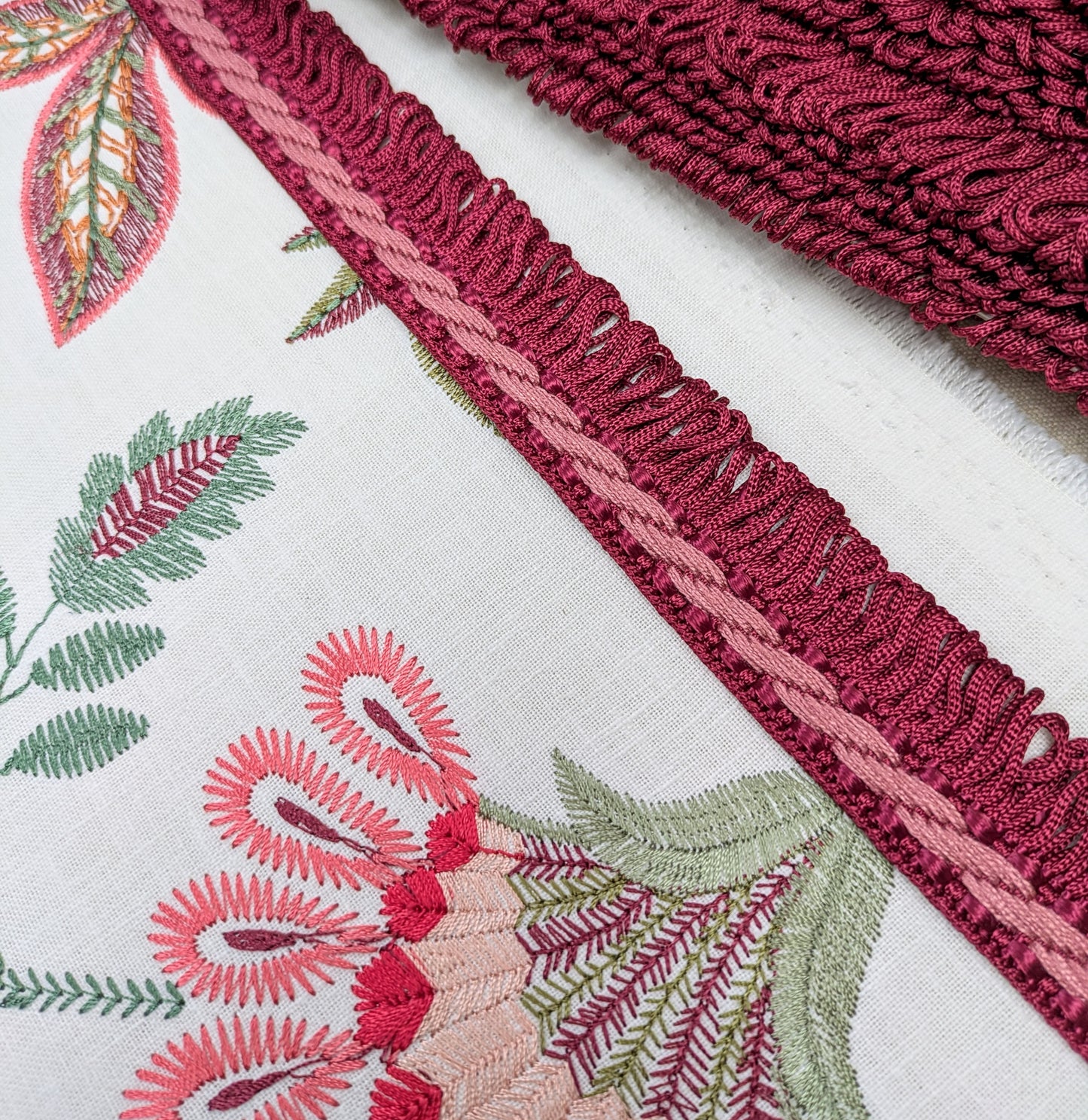 Wine Colour Looped Fringe for Soft Furnishings, Upholstery & Lampshades