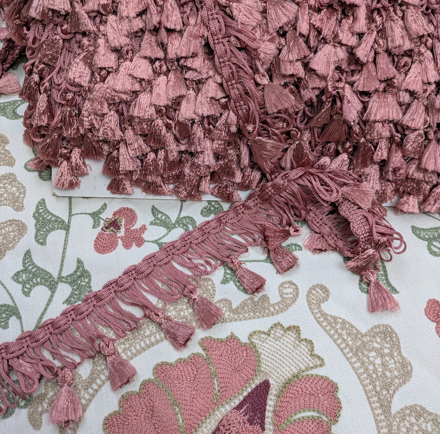 Vintage Pink Tassel Fringe for Soft Furnishings, Upholstery & Lampshades