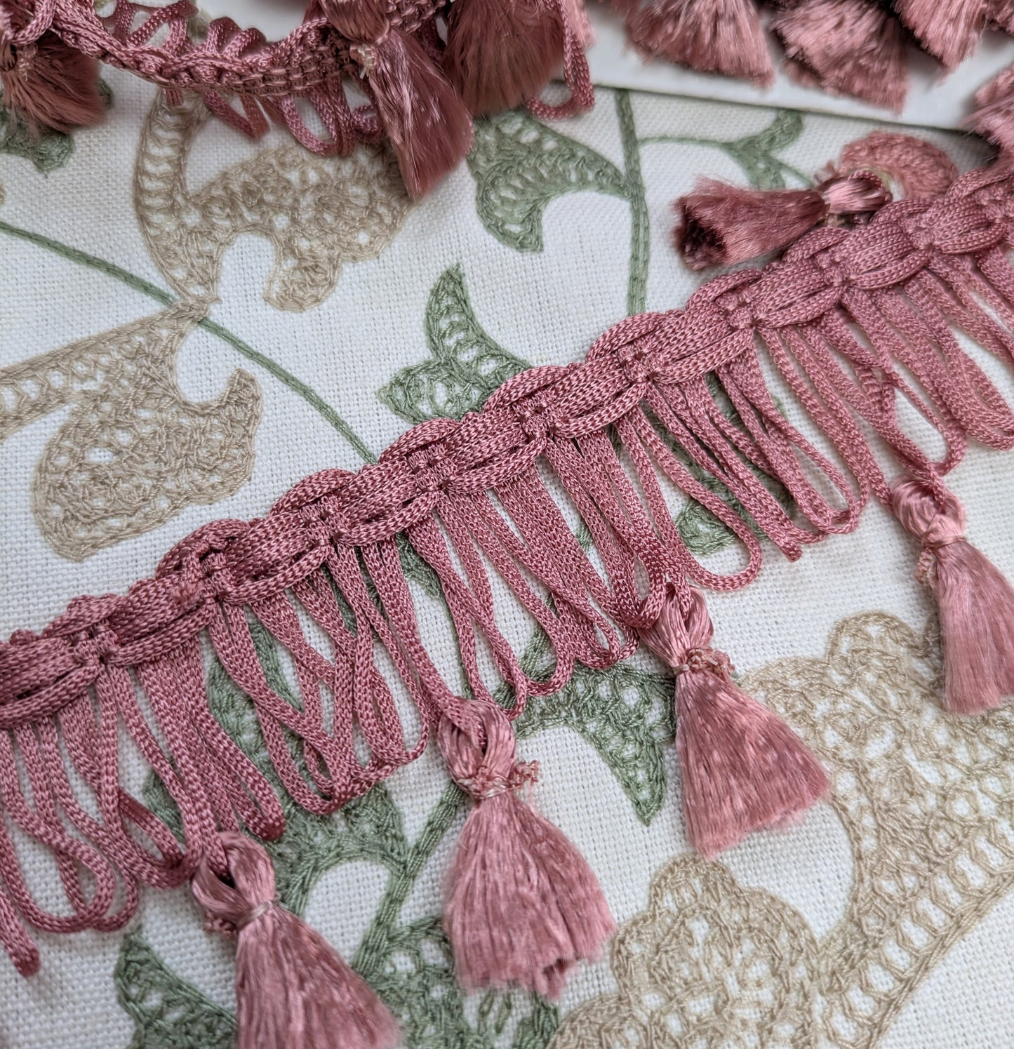 Vintage Pink Tassel Fringe for Soft Furnishings, Upholstery & Lampshades