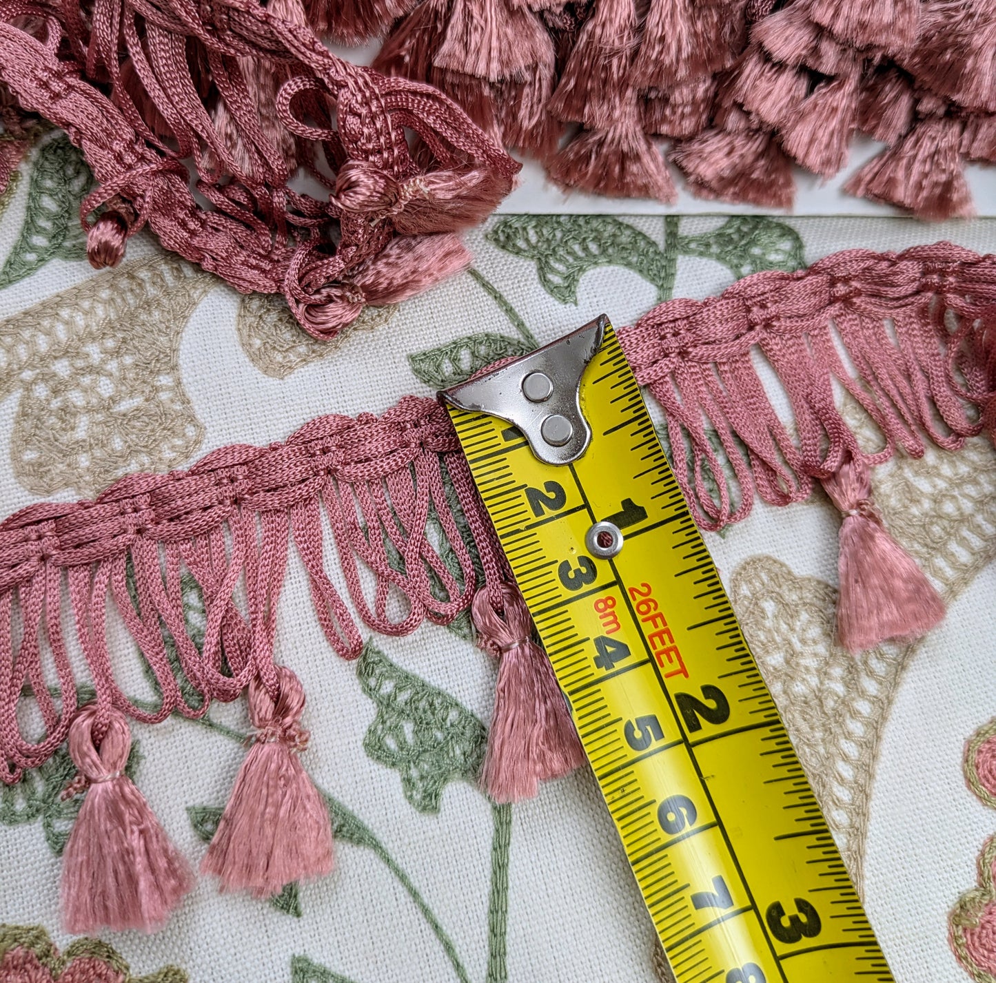 Vintage Pink Tassel Fringe for Soft Furnishings, Upholstery & Lampshades