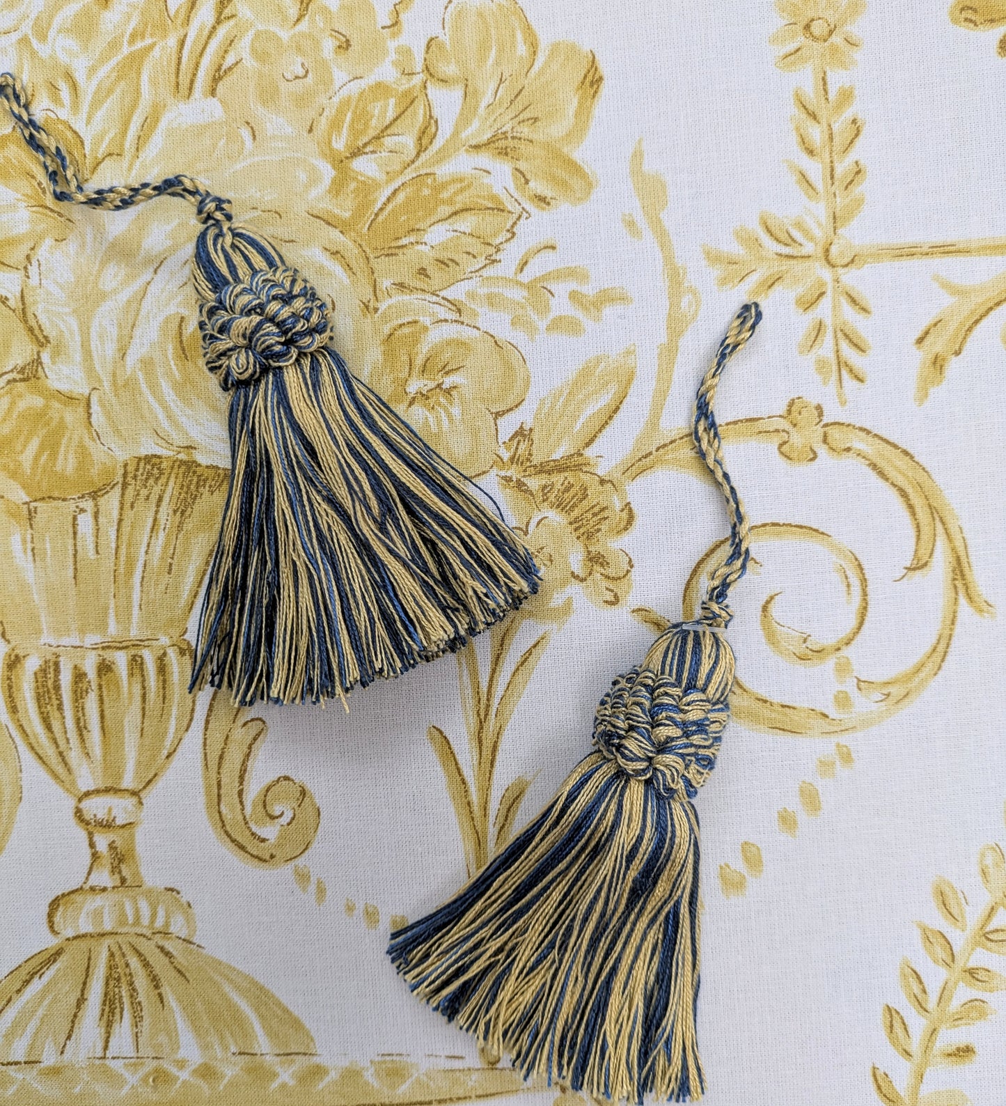 Prussian Blue & Yellow Tassels / Key Tassel / Cushion Tassel