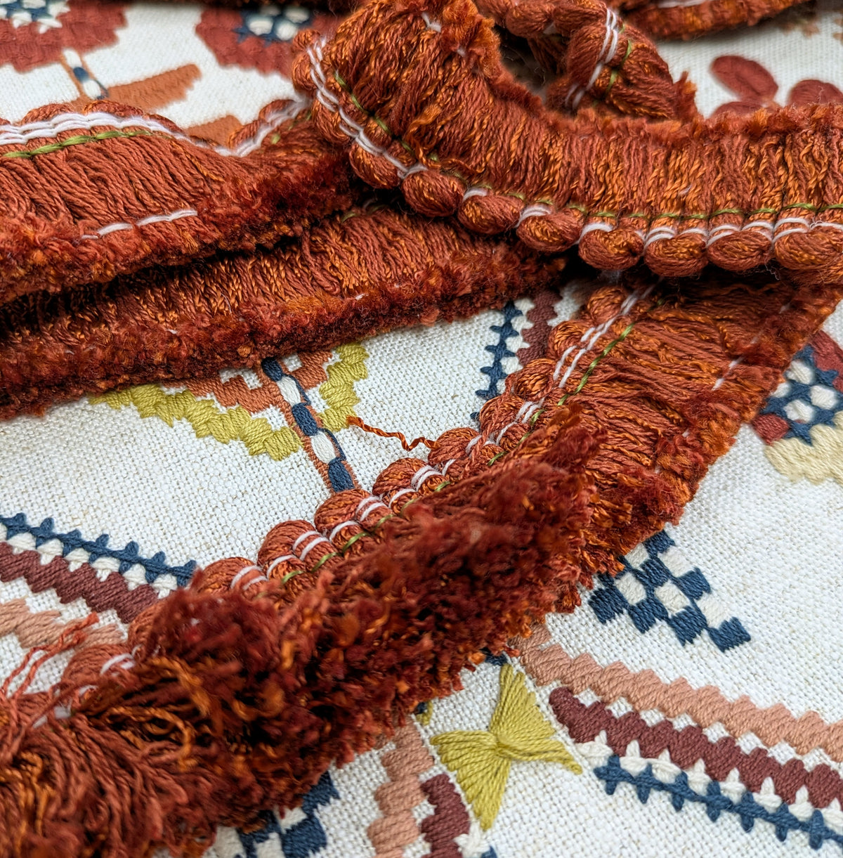 Terracotta Ruche Fringe for Cushions & Upholstery