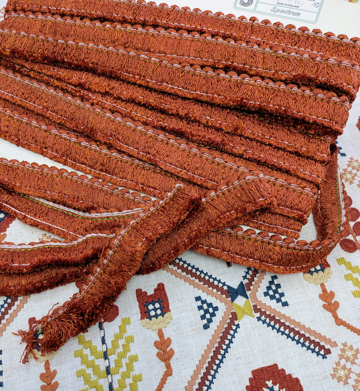 Terracotta Ruche Fringe for Cushions & Upholstery