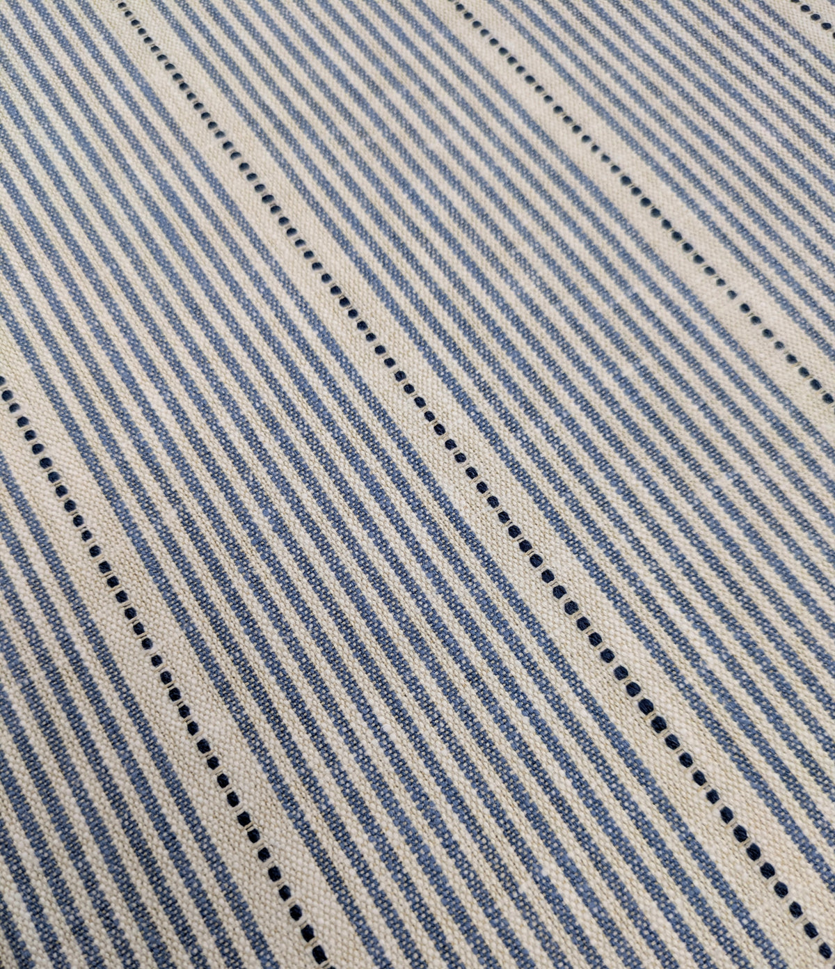 Rustic Fine Stripe by John Lewis - 1.6m Remnant - Lake Blue Colourway