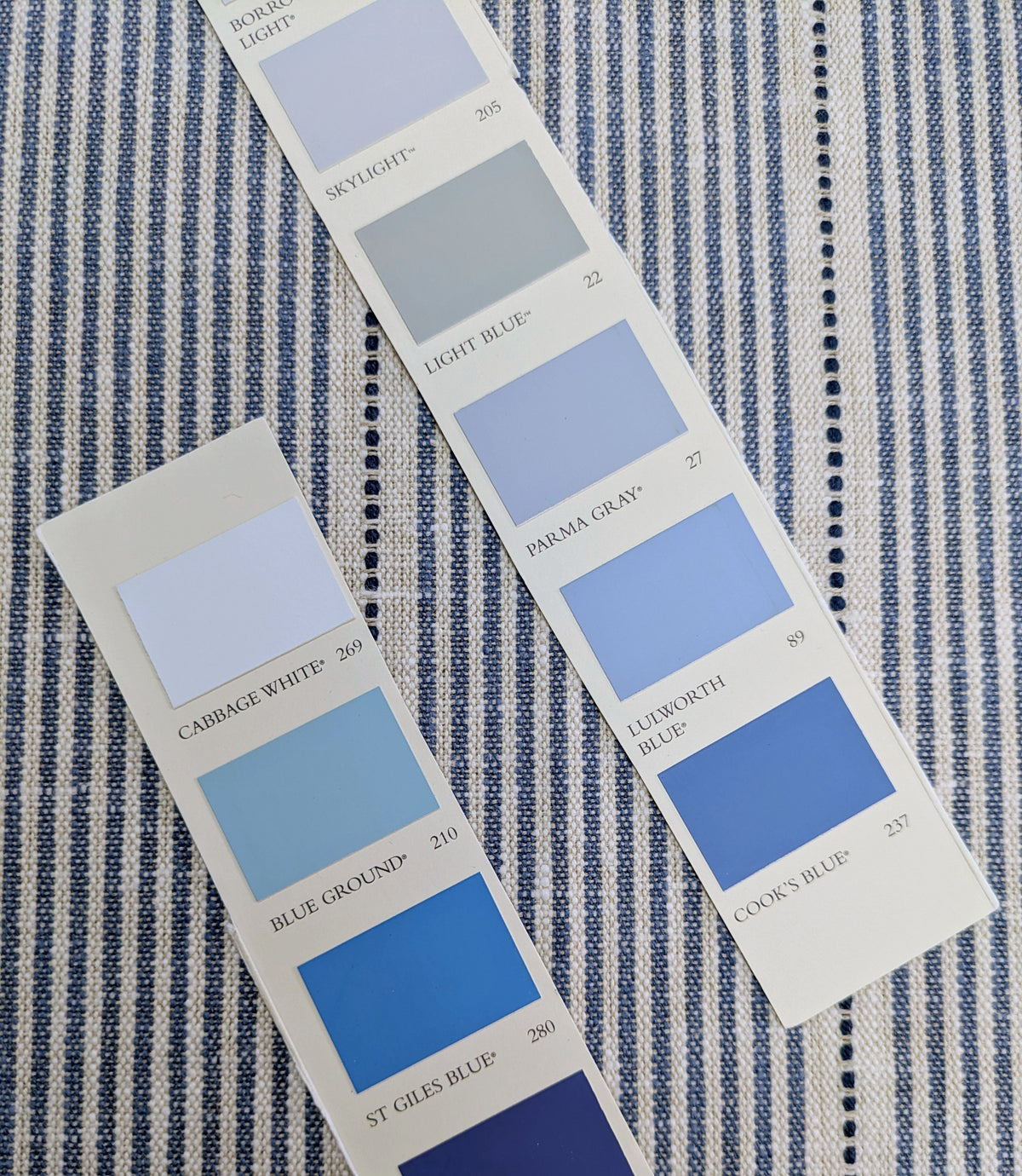 Rustic Fine Stripe by John Lewis - 1.6m Remnant - Lake Blue Colourway
