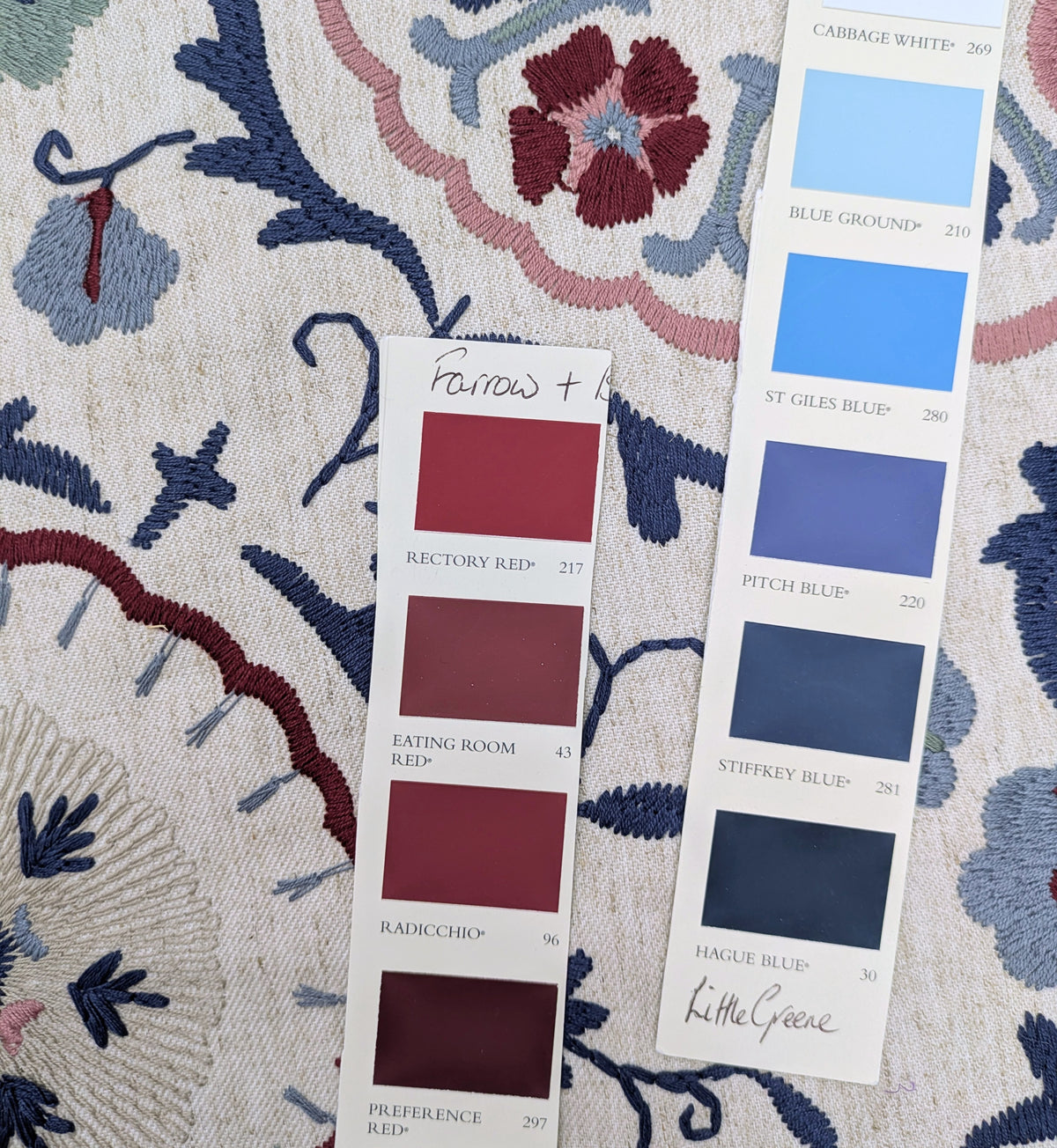 Keya Suzani by John Lewis - Red & Blue Colourway - Embroidered Fabric