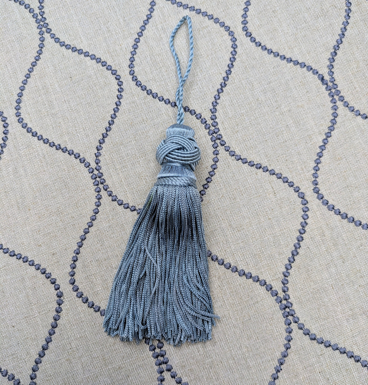 Ellewood Knot by John Lewis - Denim Blue Colourway - Embroidered Fabric