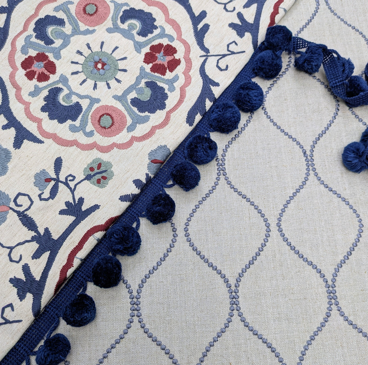 Ellewood Knot by John Lewis - Denim Blue Colourway - Embroidered Fabric
