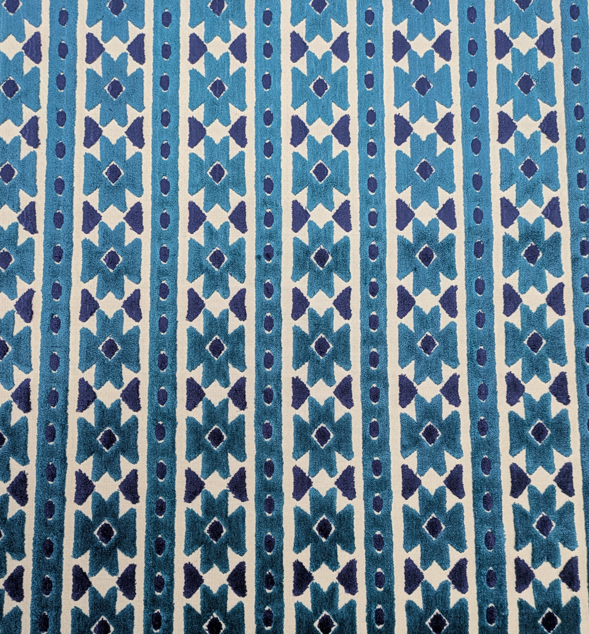 Bazaar by ILIV - Velvet, Geometric, Ikat Design - Arctic Blue Colourway