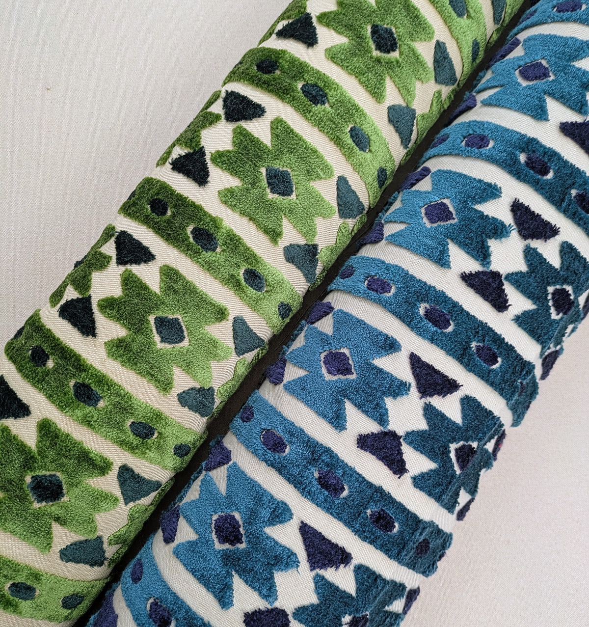 Bazaar by ILIV - Velvet, Geometric, Ikat Design - Arctic Blue Colourway
