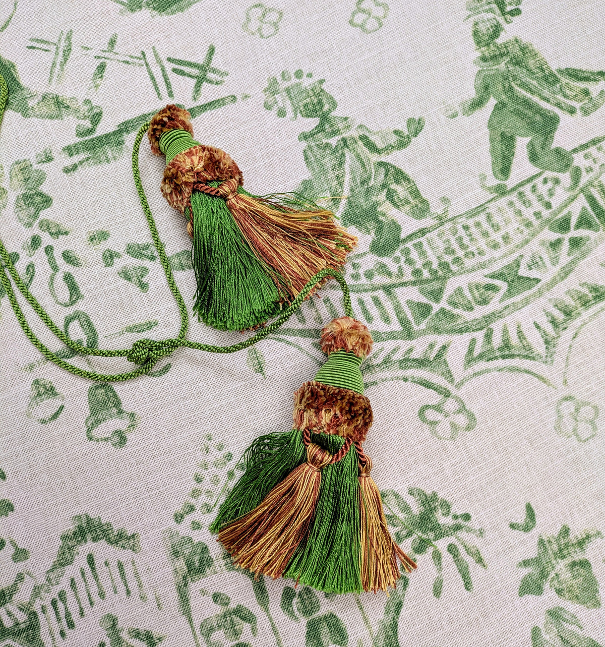 Green, Copper & Lemon Chair Tassels, Tiebacks, Key Tassels, Cushion Tassels