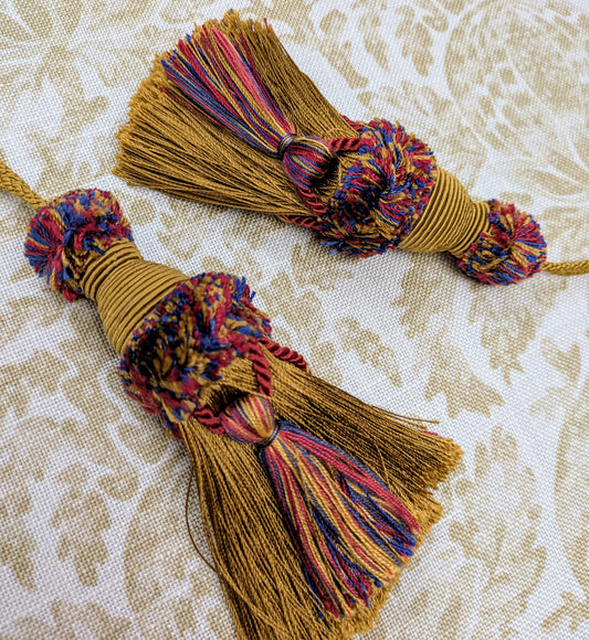 Red, Gold & Navy Chenille & Cotton Tassels / Key Tassels / Cushion Tassels